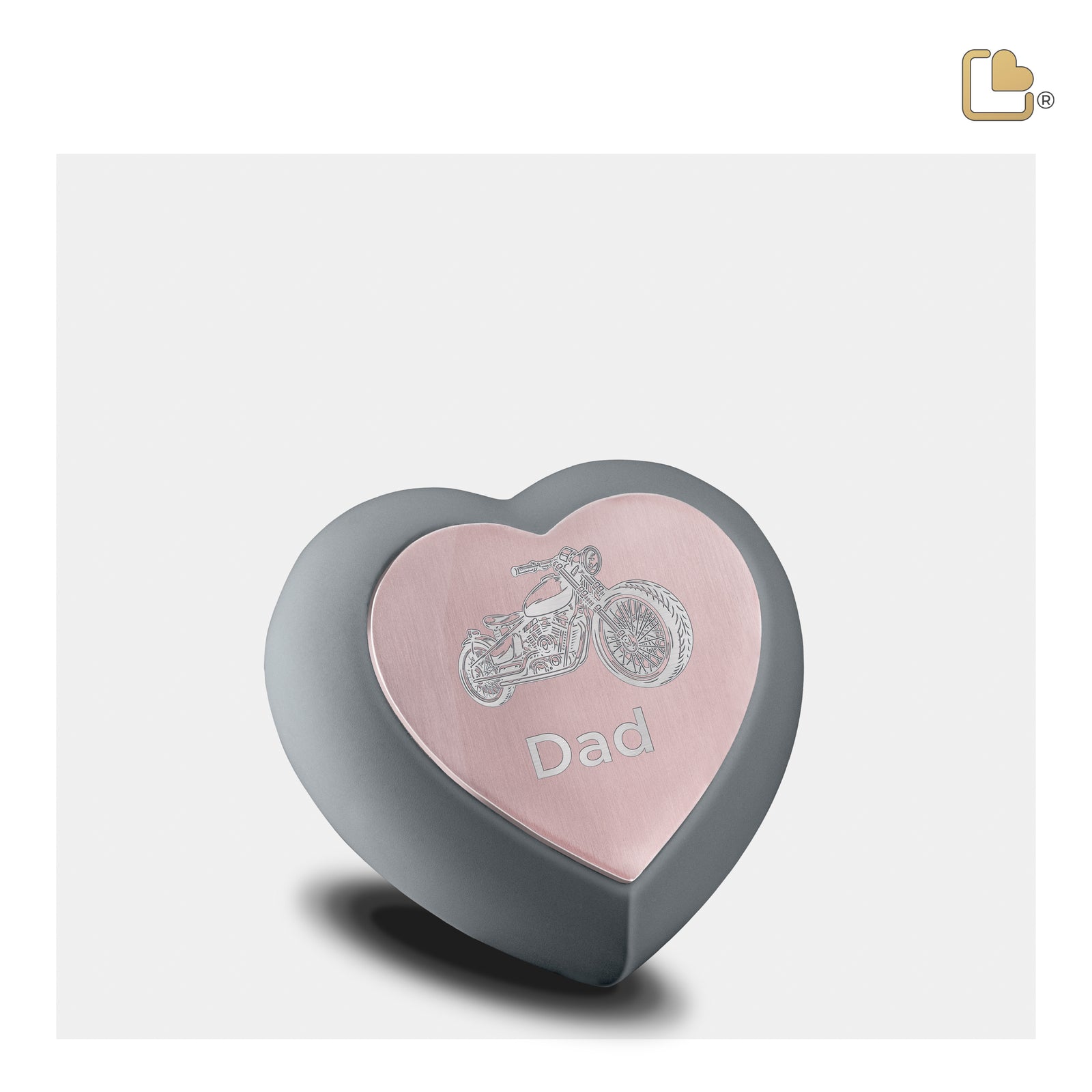 H584 Drop Heart Keepsake Urn French Grey & Bru RoseGold