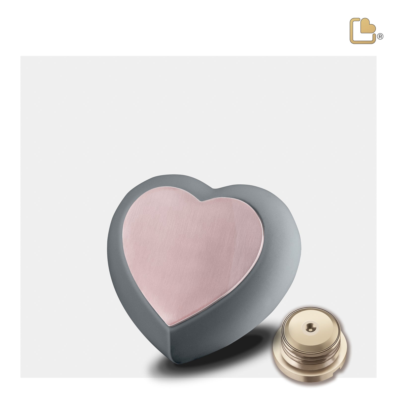H584 Drop Heart Keepsake Urn French Grey & Bru RoseGold