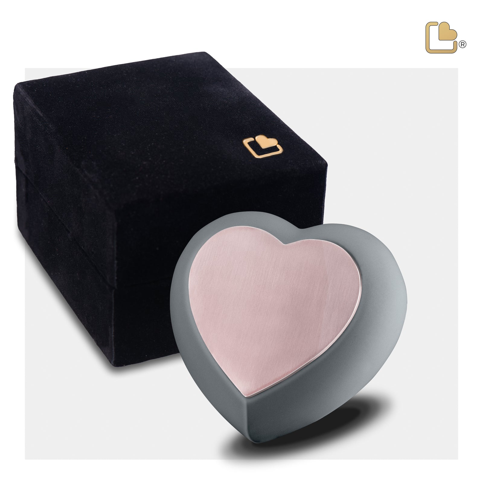 H584 Drop Heart Keepsake Urn French Grey & Bru RoseGold