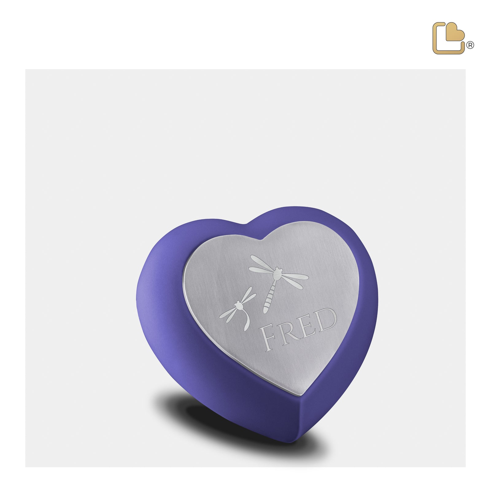 H586 Drop Heart Keepsake Urn Navy & Bru Pewter