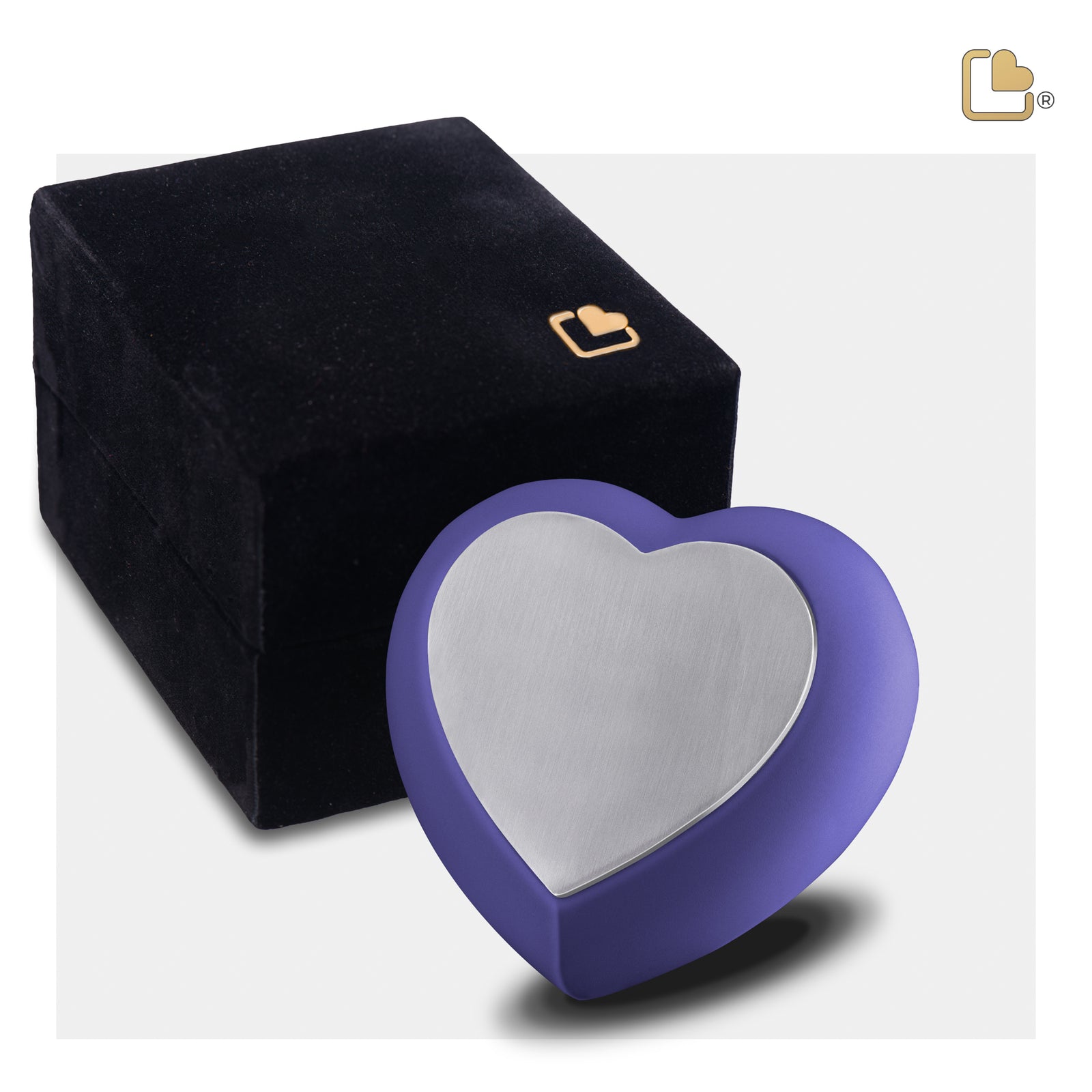 H586 Drop Heart Keepsake Urn Navy & Bru Pewter