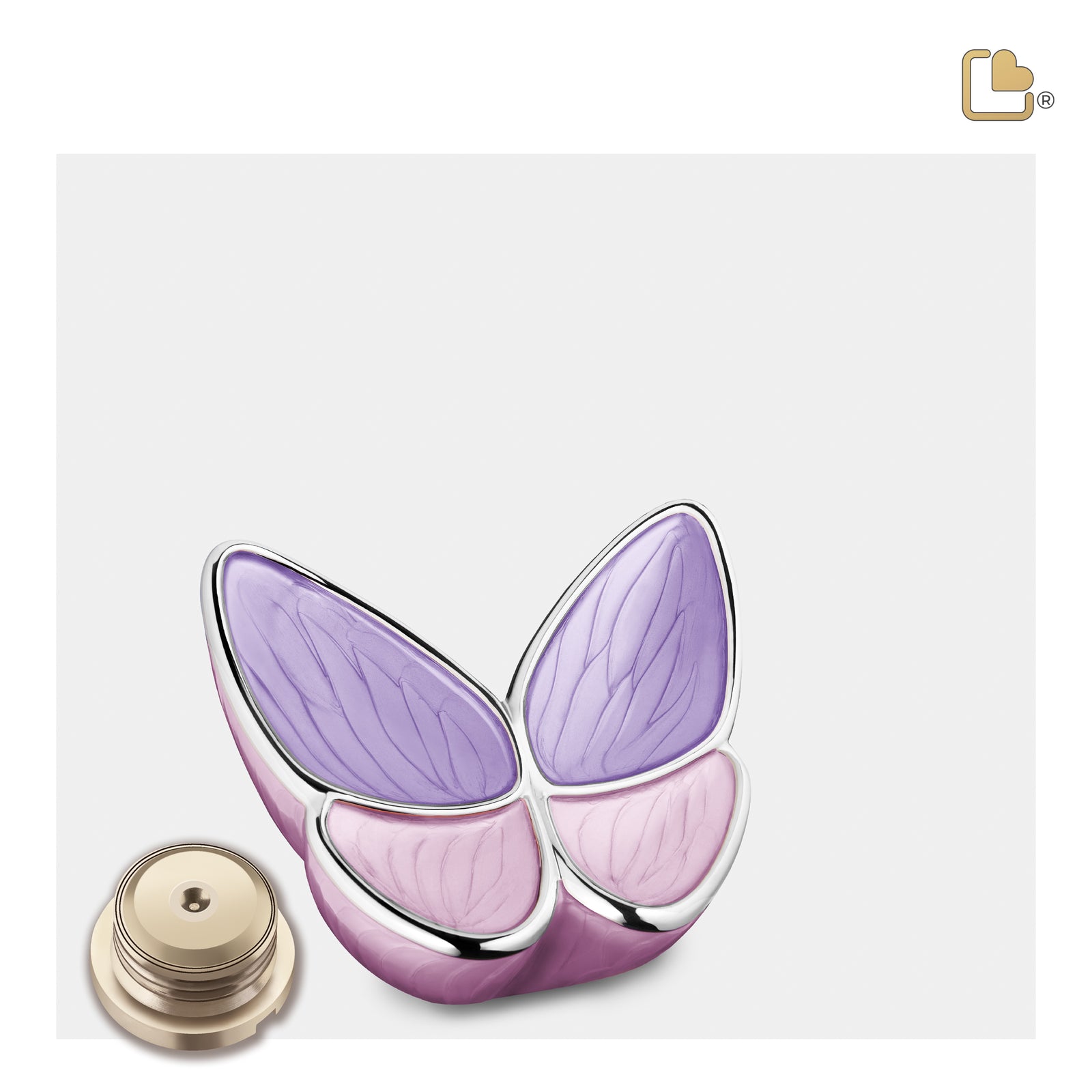 K1040 Wings of Hope Keepsake Urn Pearl Lavender & Pol Silver
