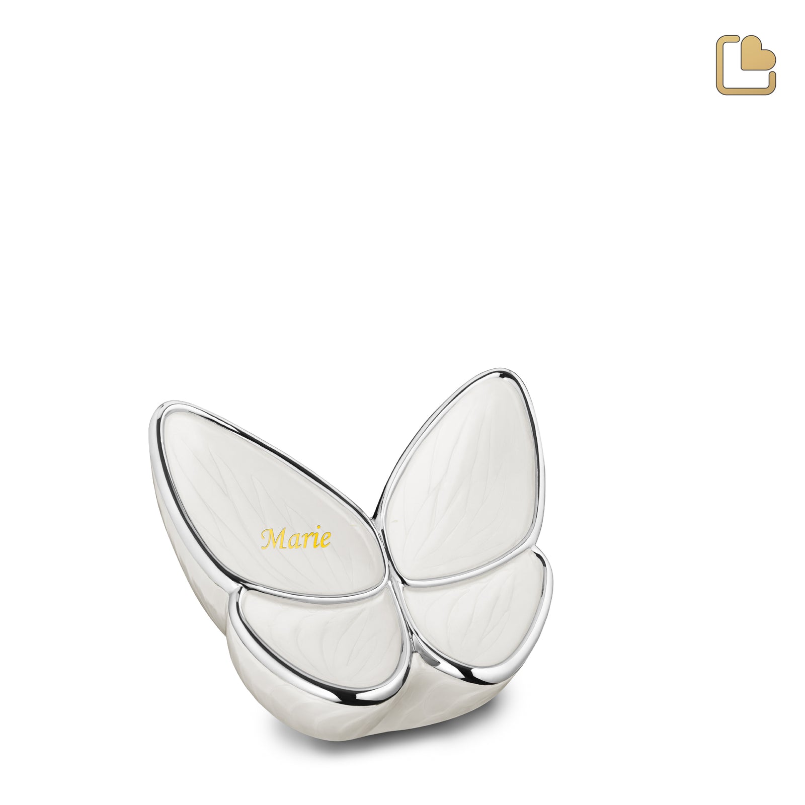 K1042 Wings of Hope Keepsake Urn Pearl White & Pol Silver