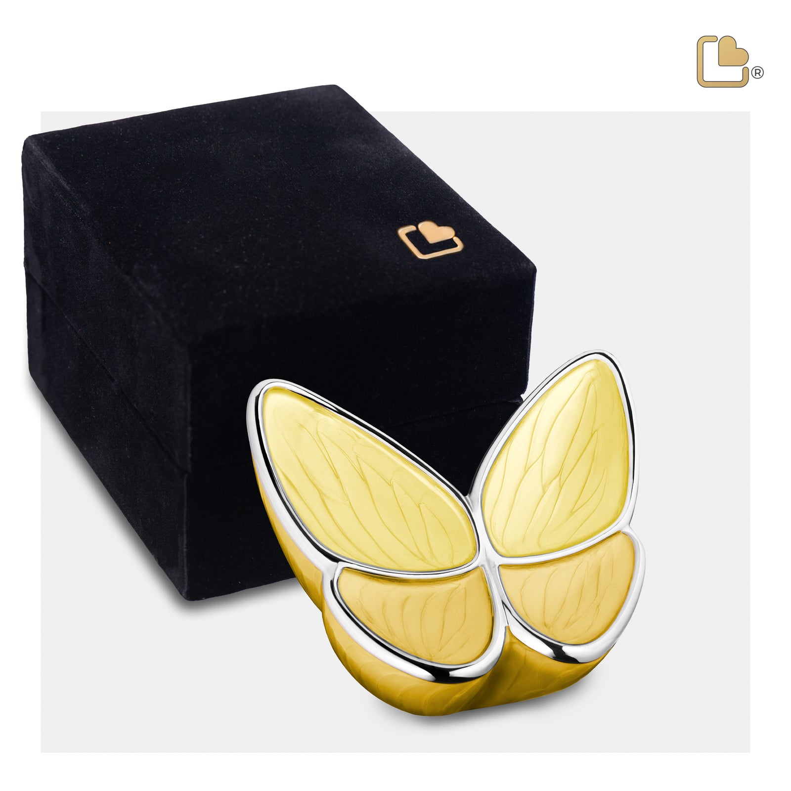 K1043 Wings of Hope Keepsake Urn Pearl Yellow & Pol Silver