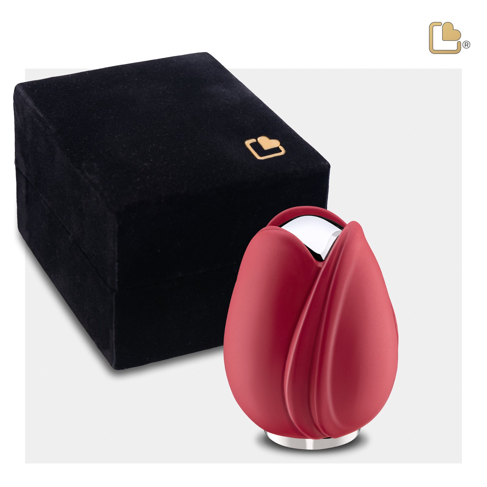 K1052 Tulip Keepsake Urn Red & Pol Silver