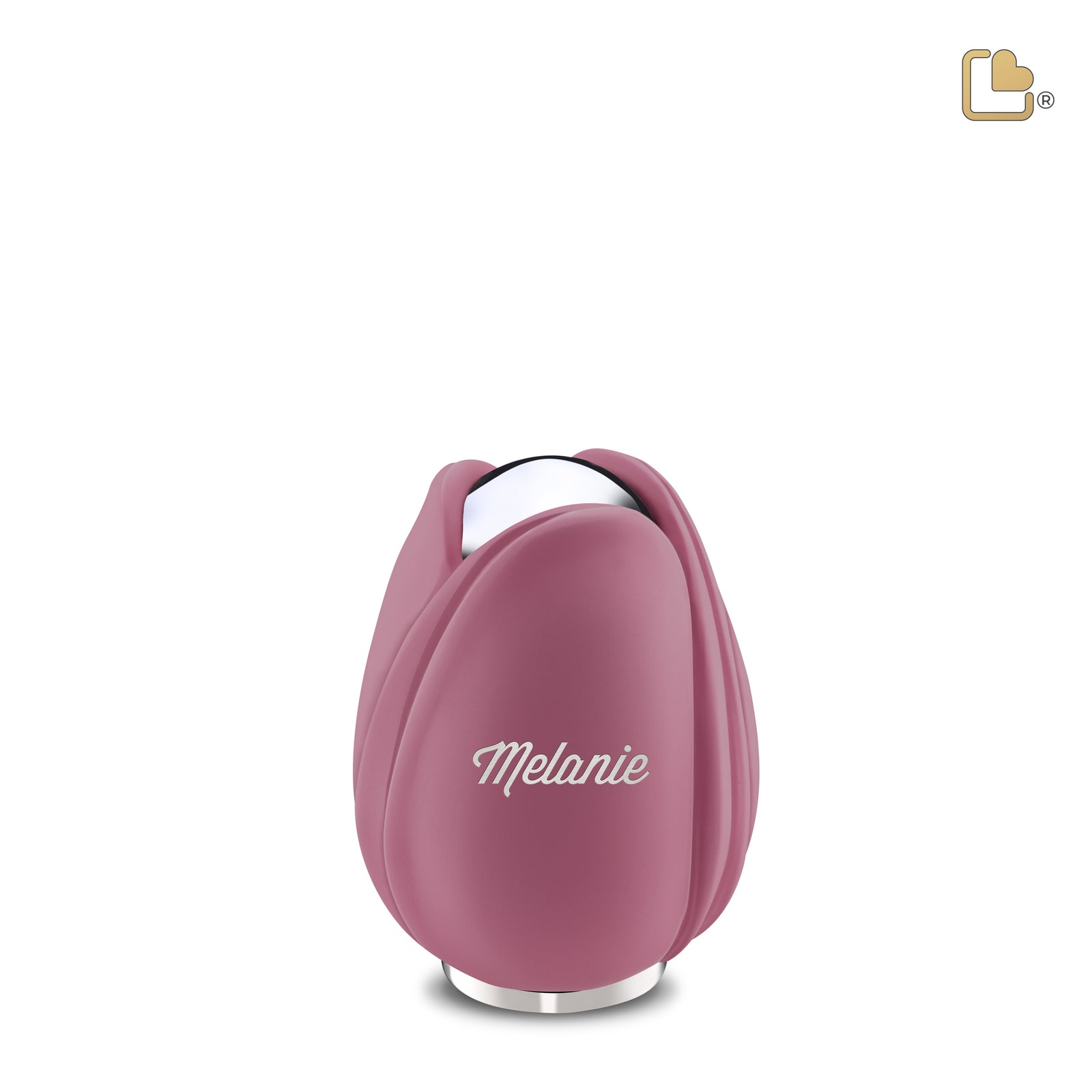 K1053 Tulip Keepsake Urn Pink & Pol Silver