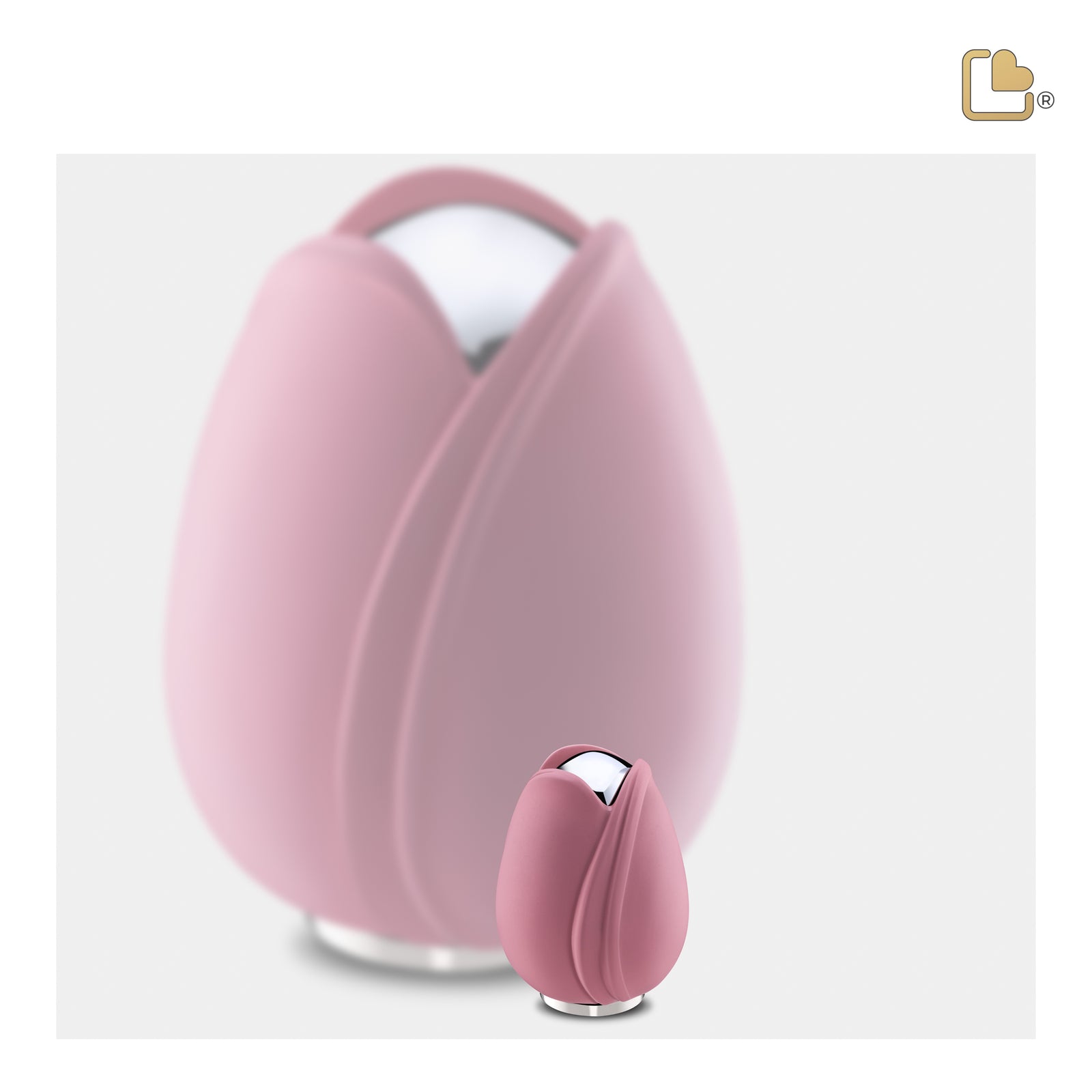 K1053 Tulip Keepsake Urn Pink & Pol Silver