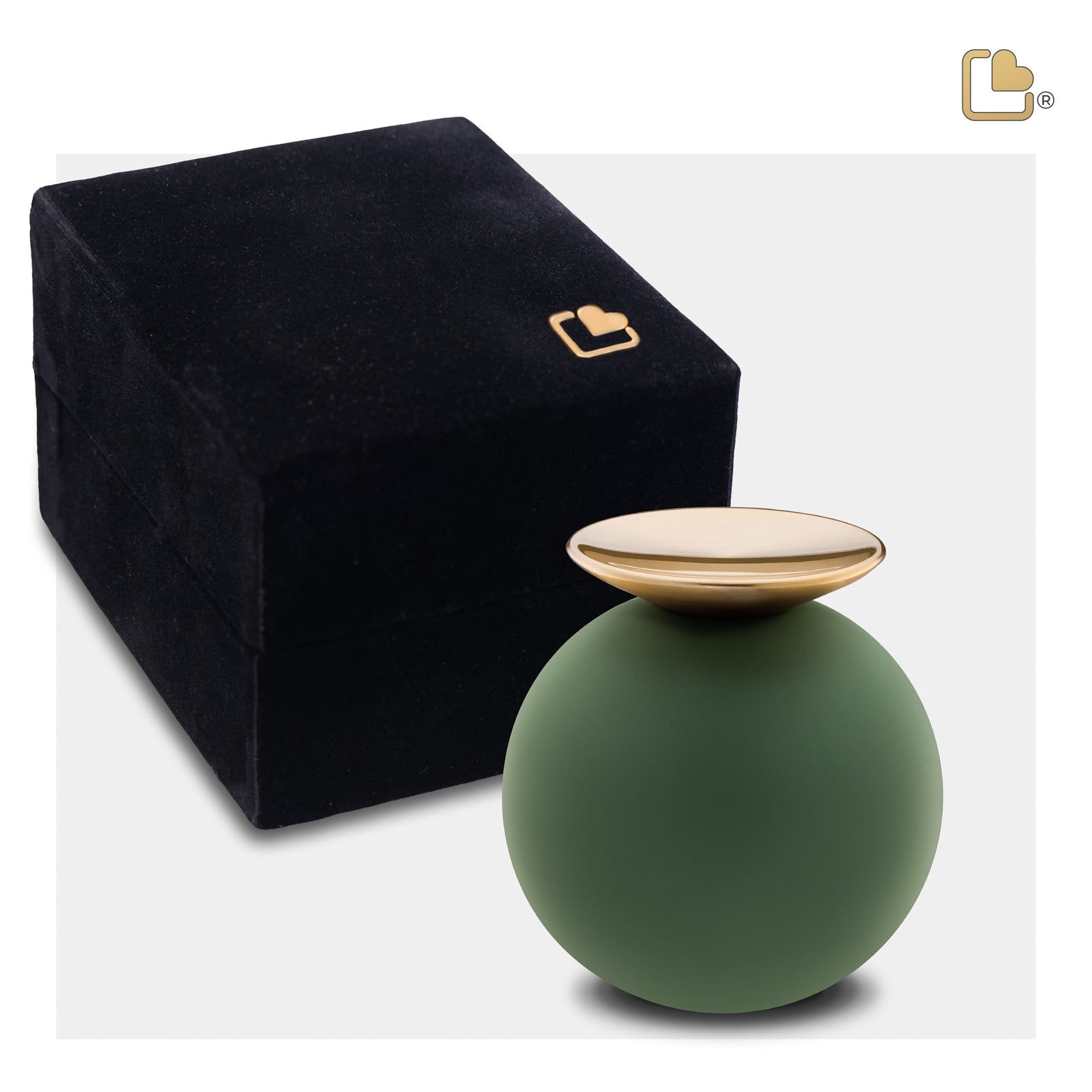 K1071 Crescent Sphere Keepsake Urn Sage Green & Bru Gold