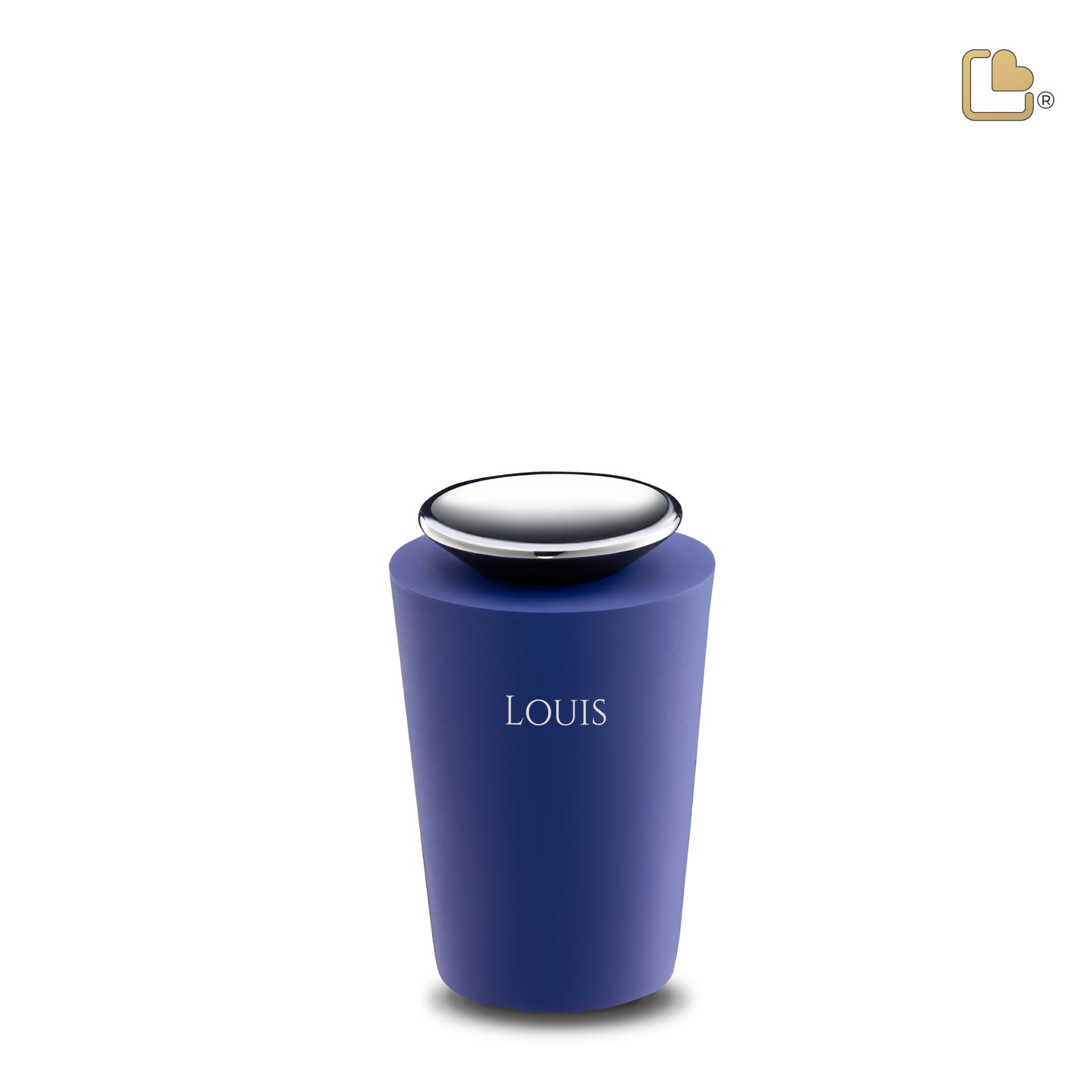 K1072 Crescent Tall Keepsake Urn Navy & Pol Silver