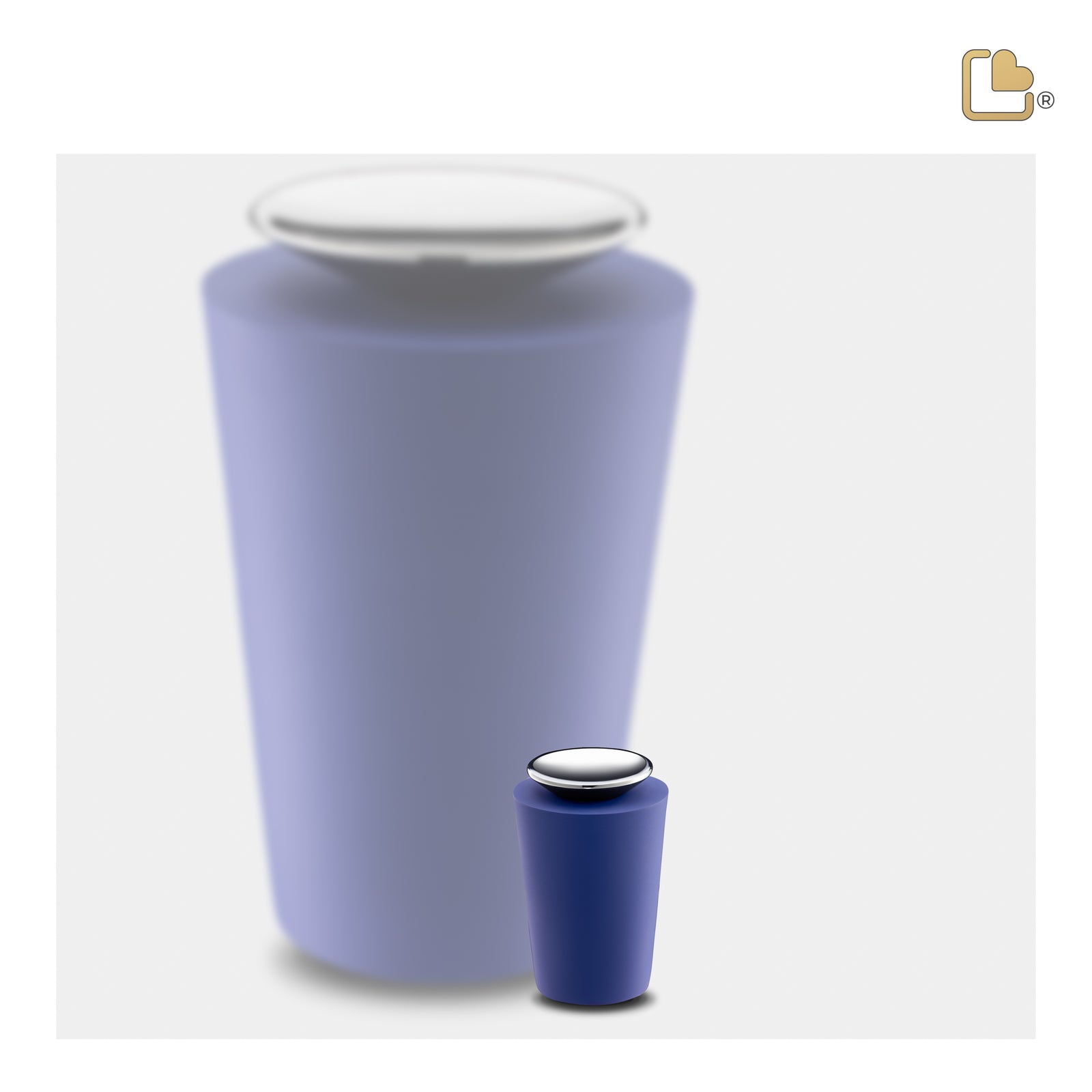 K1072 Crescent Tall Keepsake Urn Navy & Pol Silver