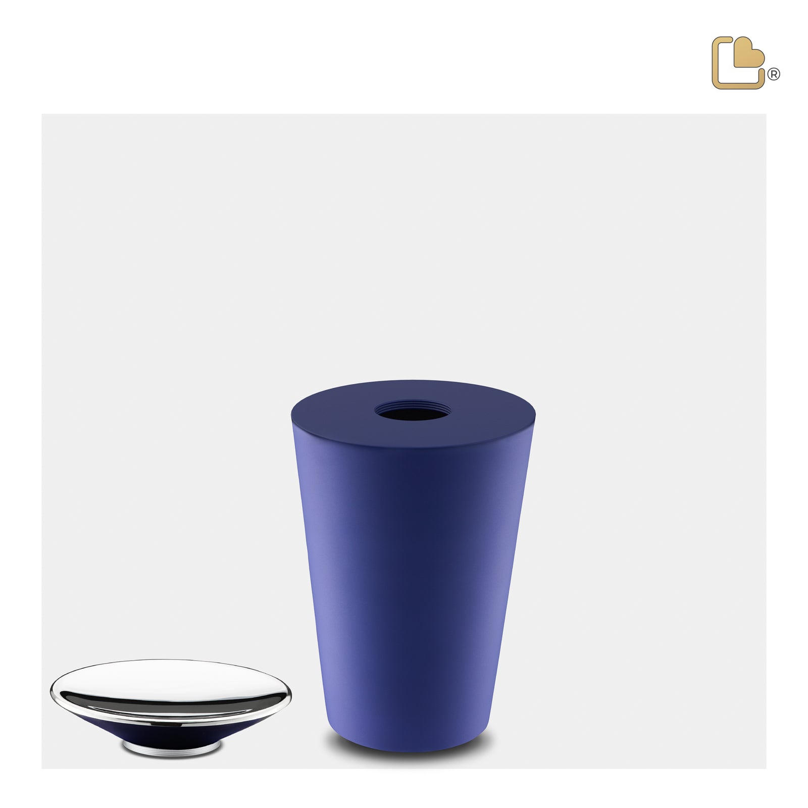 K1072 Crescent Tall Keepsake Urn Navy & Pol Silver