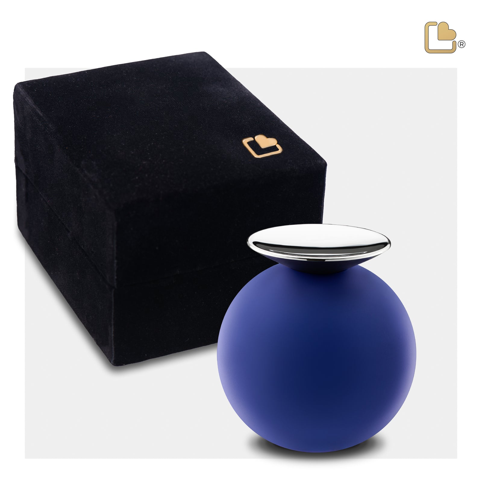 K1073 Crescent Sphere Keepsake Urn Navy & Pol Silver