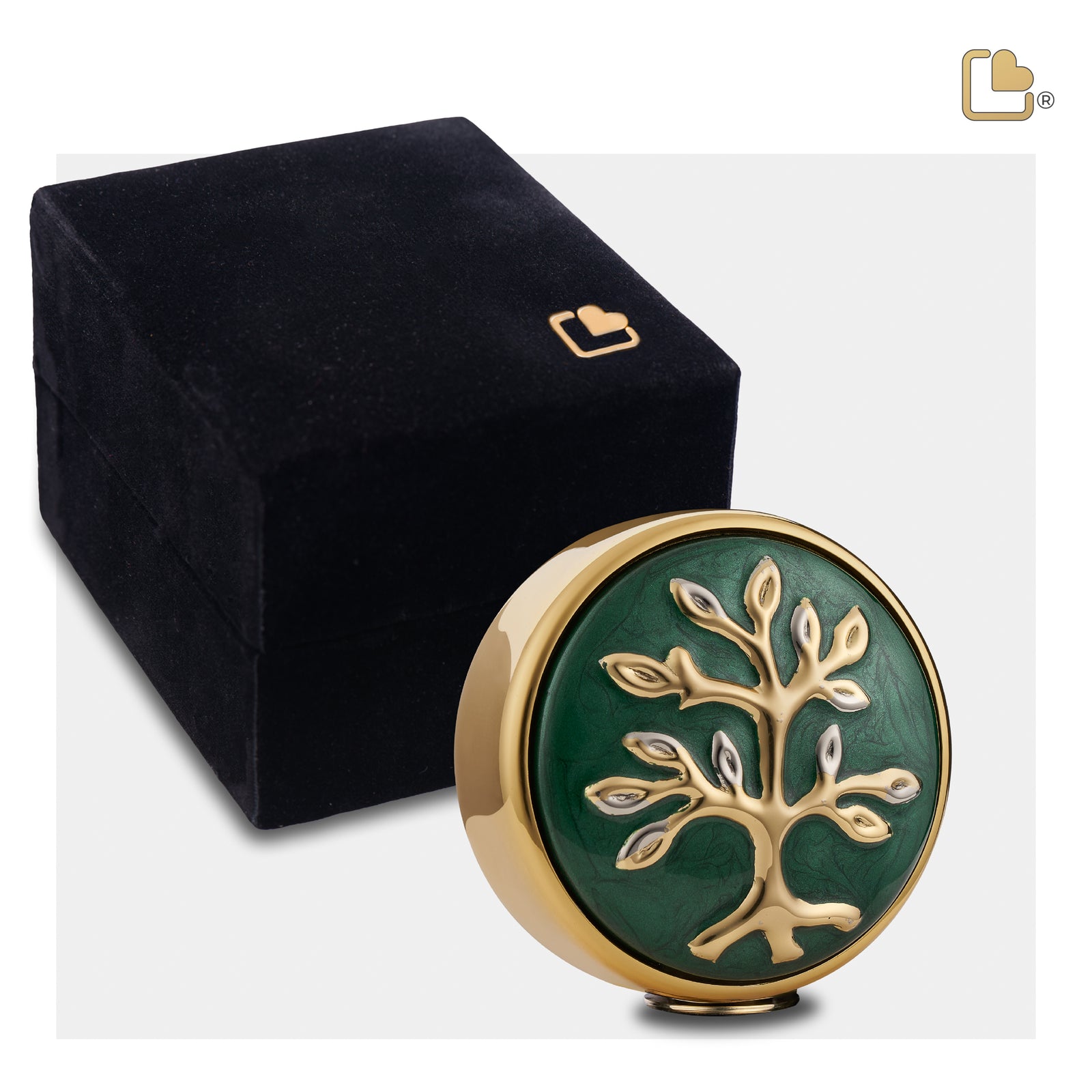 K1100 Tree of Love Keepsake Urn Pearl Green & Pol Gold