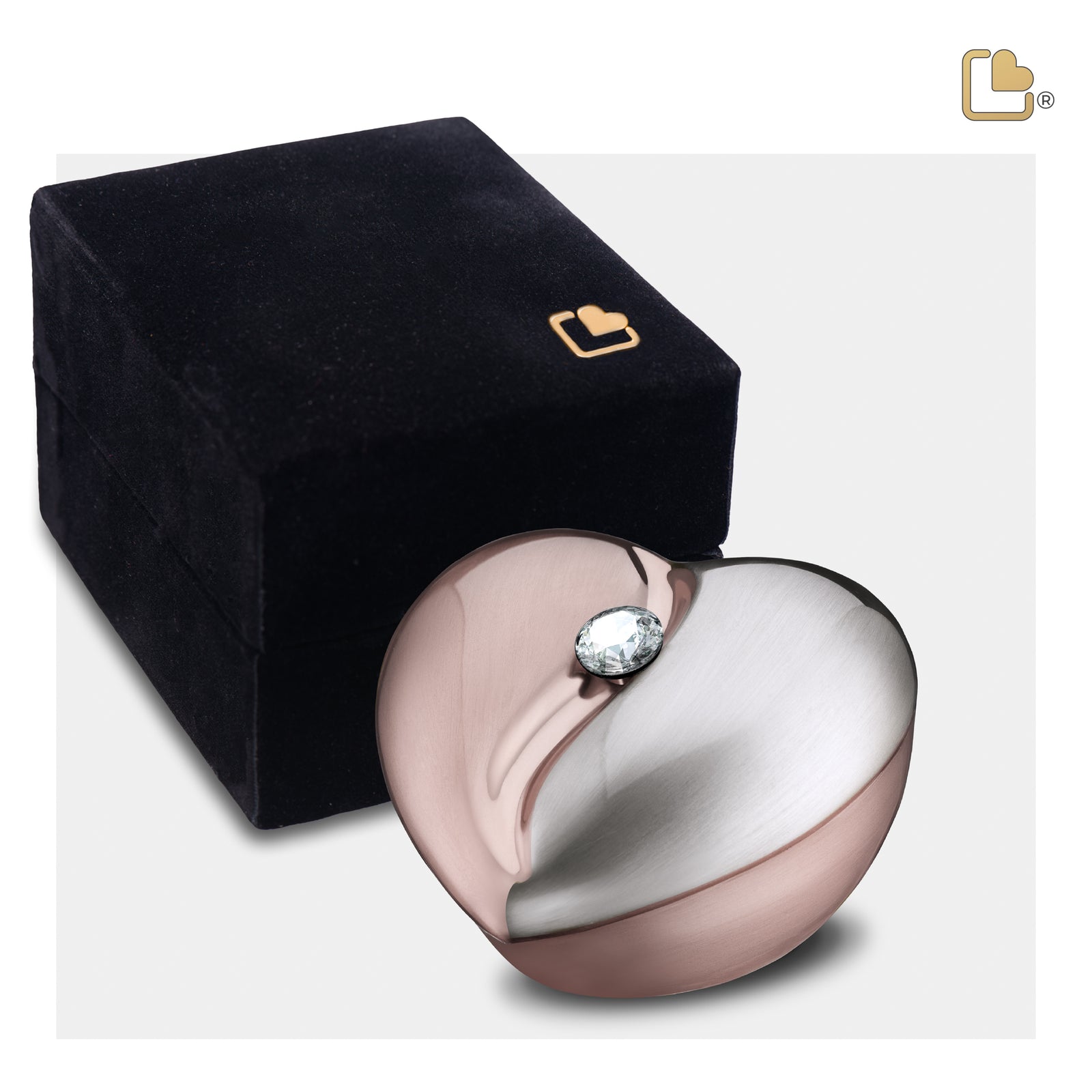 K1110 HeartFelt Keepsake Urn Bru RoseGold w/Crystal