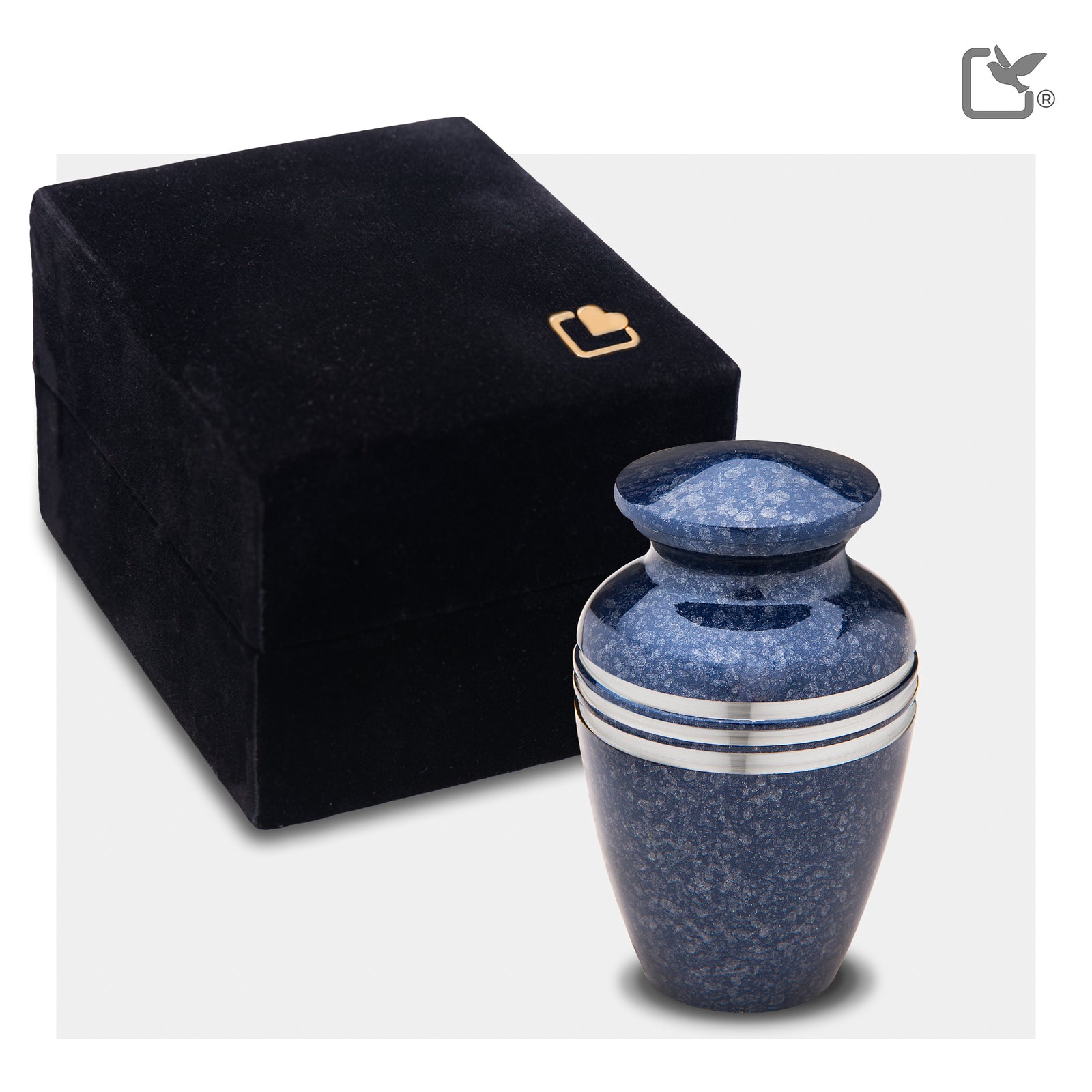 K212 Classic Keepsake Urn Speckled Indigo & Bru Pewter