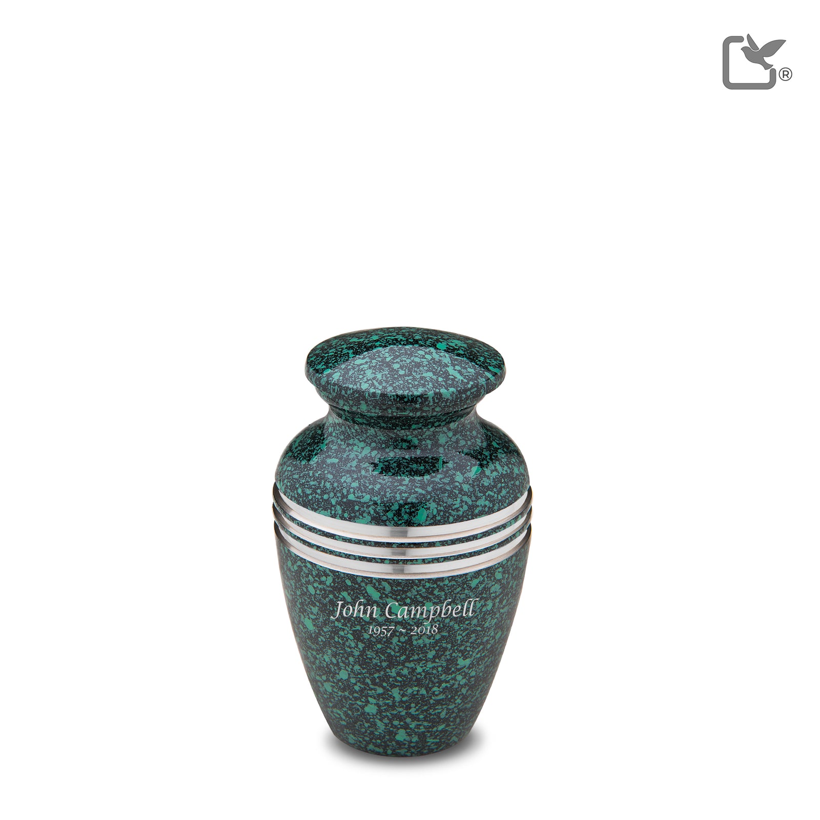 K213 Classic Keepsake Urn Speckled Emerald & Bru Pewter