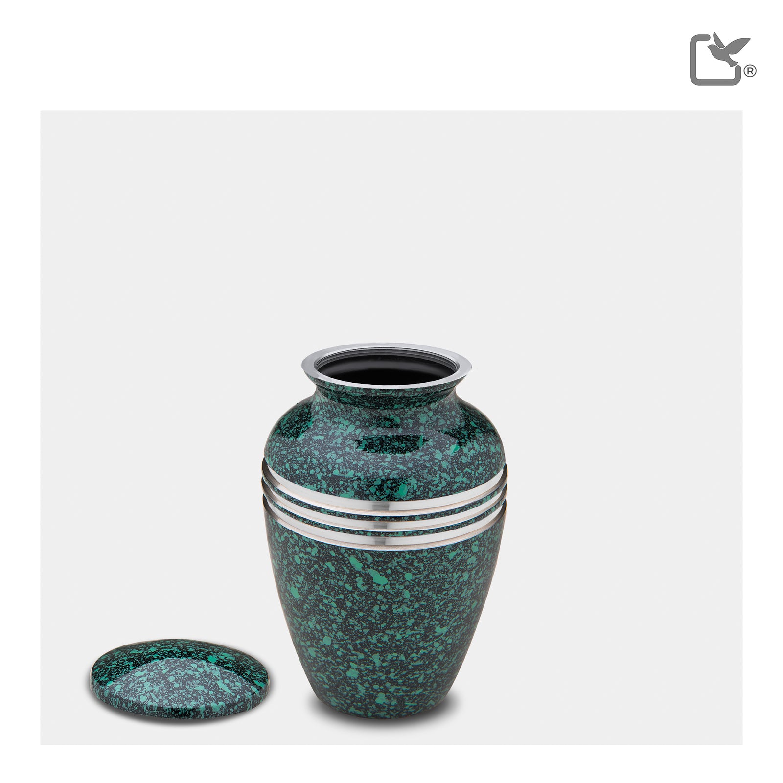 K213 Classic Keepsake Urn Speckled Emerald & Bru Pewter