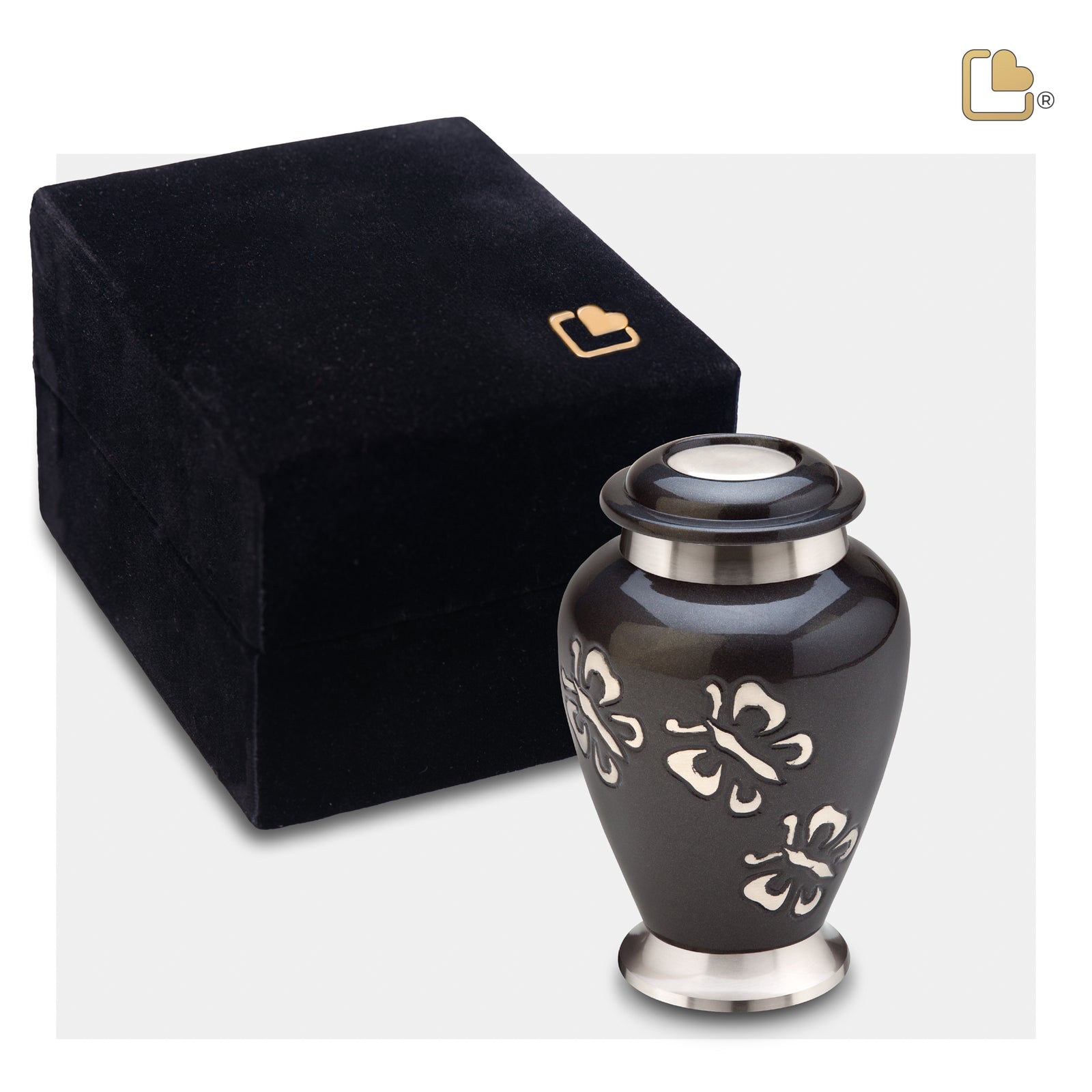 K240 Classic Butterfly Tribute Keepsake Urn Midnight & Bru Pewter