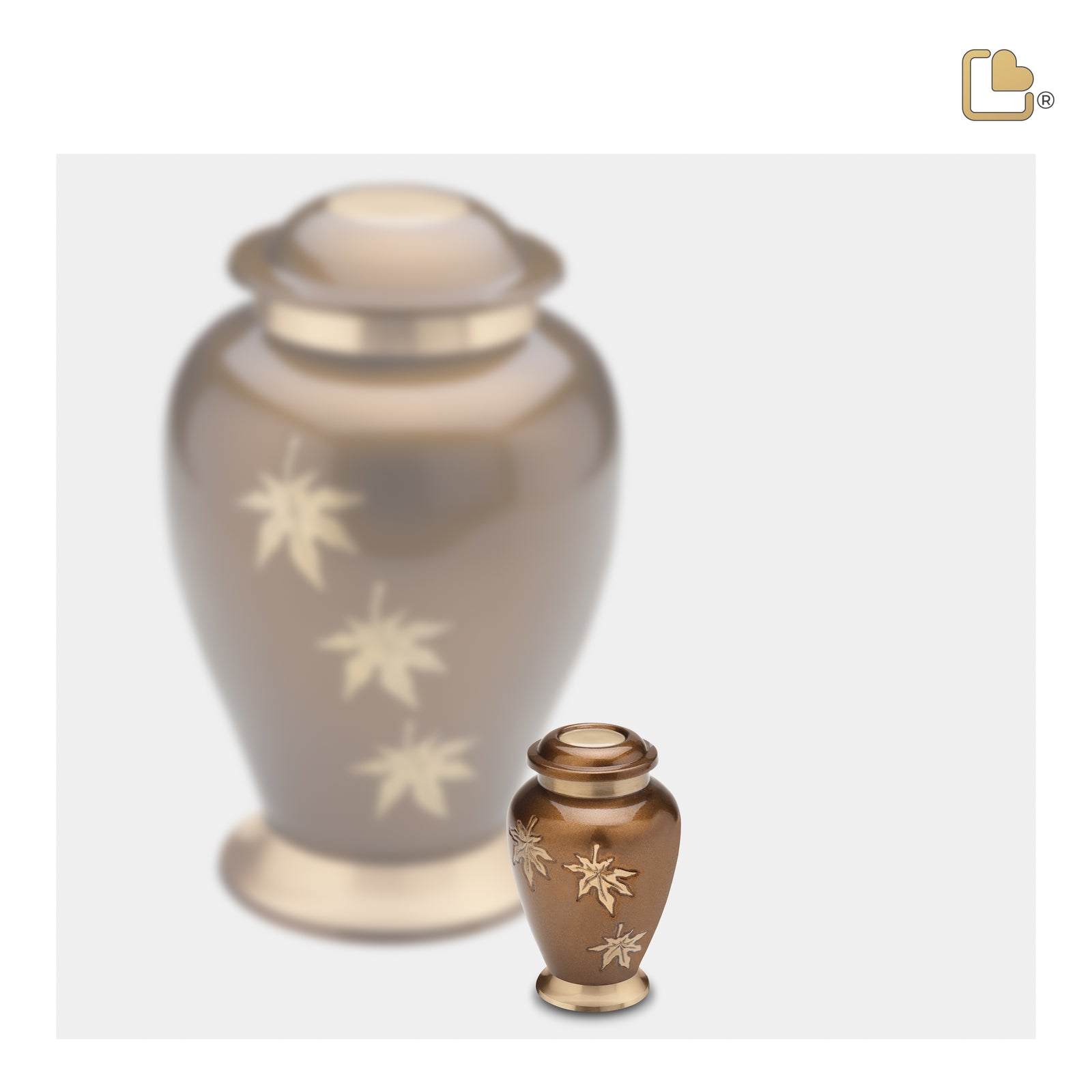 K241 Classic Falling Leaves Keepsake Urn Bronze & Bru Gold