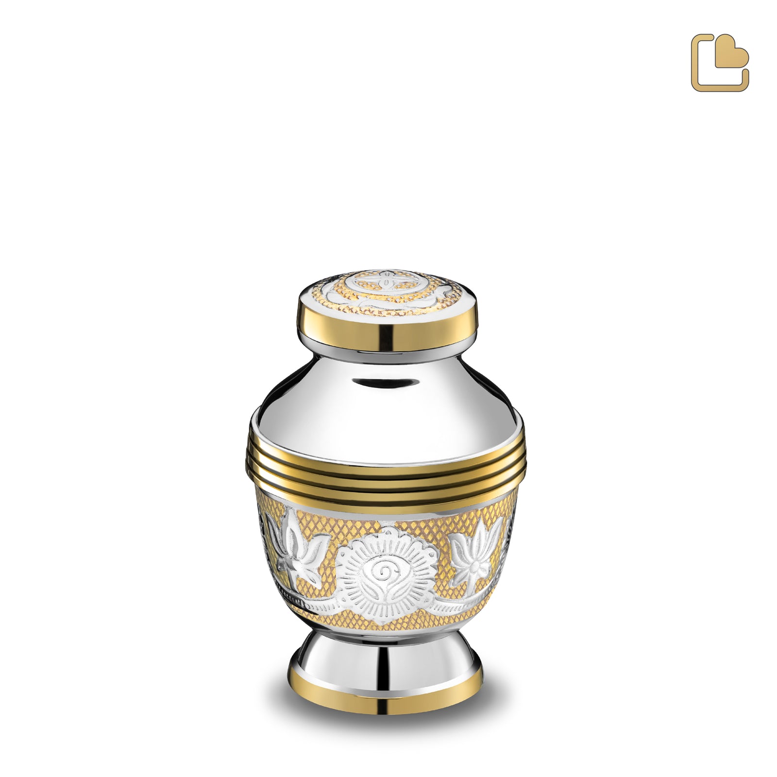 K250 Elegant Floral Keepsake Urn Pol Silver