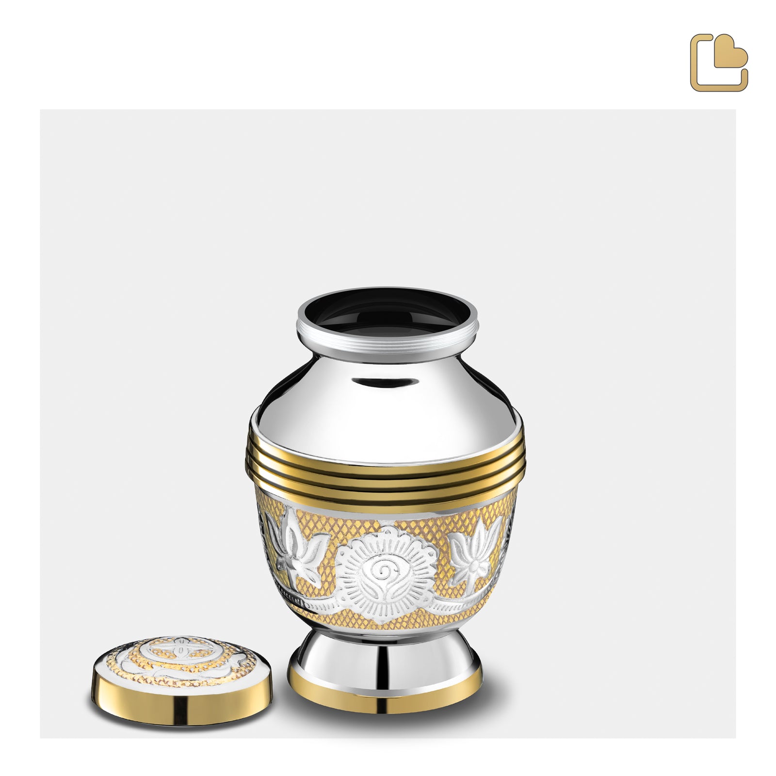 K250 Elegant Floral Keepsake Urn Pol Silver