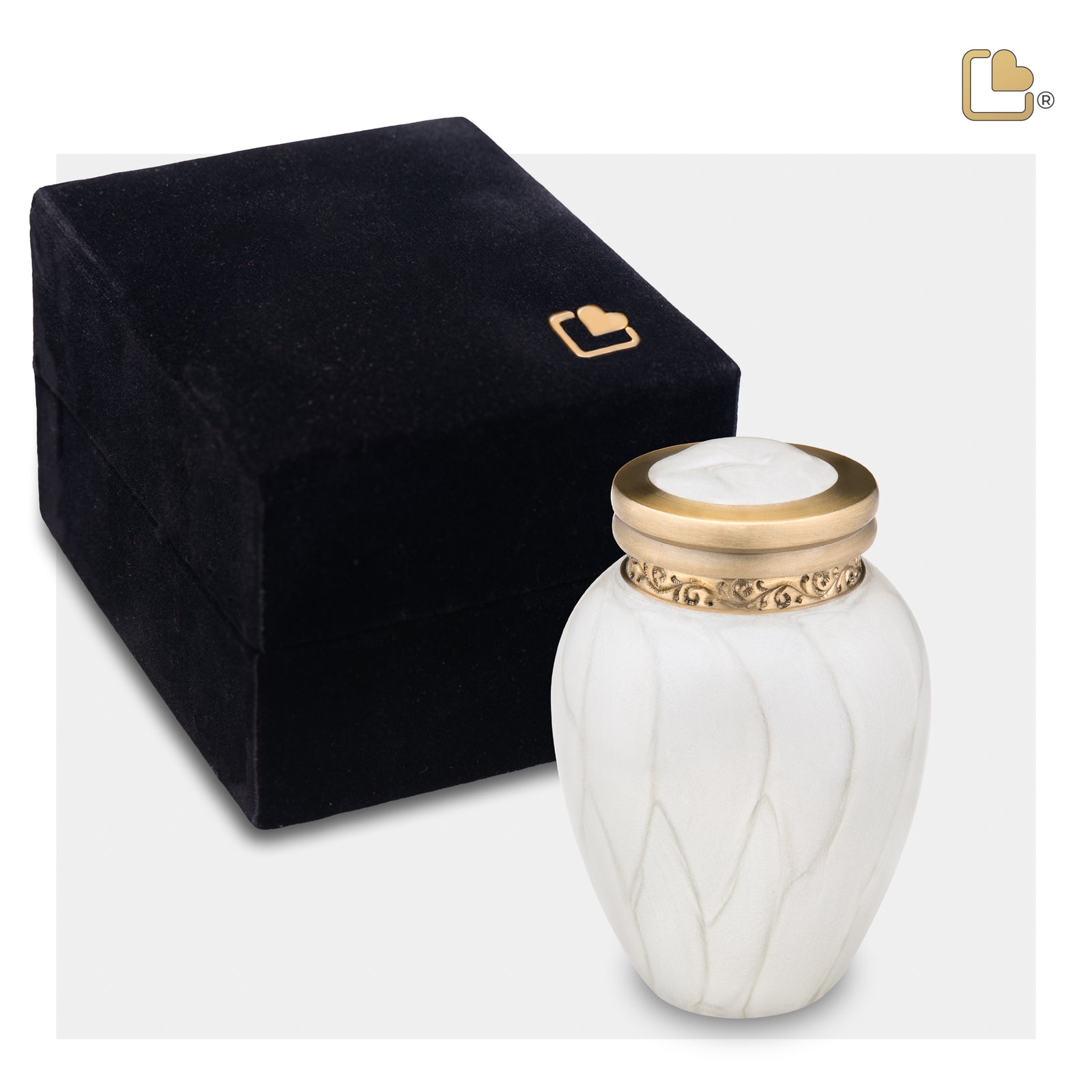 K290 Blessing Keepsake Urn Pearl White & Bru Gold