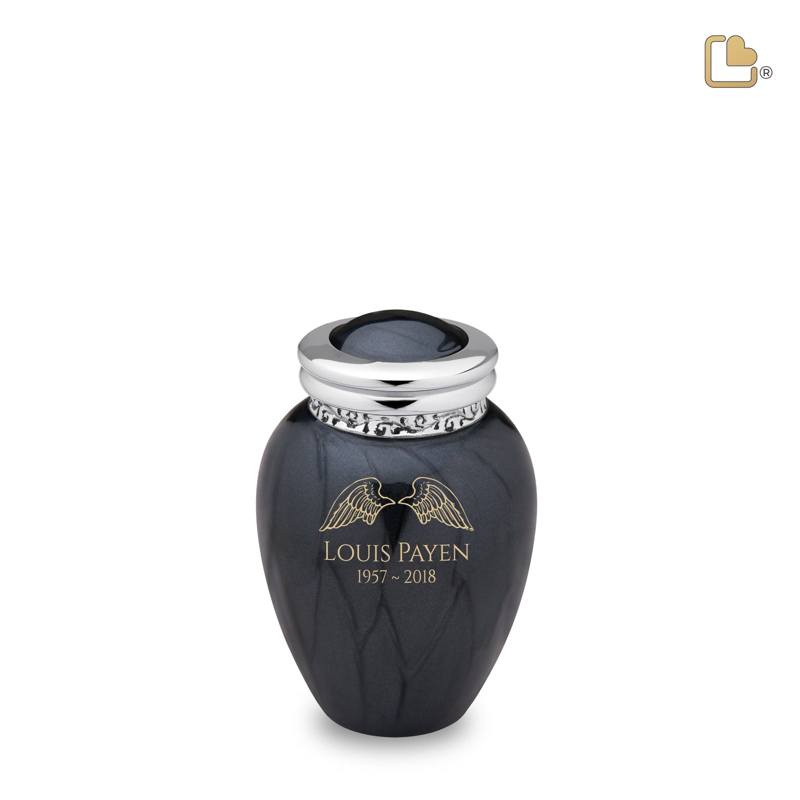 K292 Blessing Keepsake Urn Pearl Midnight & Pol Silver