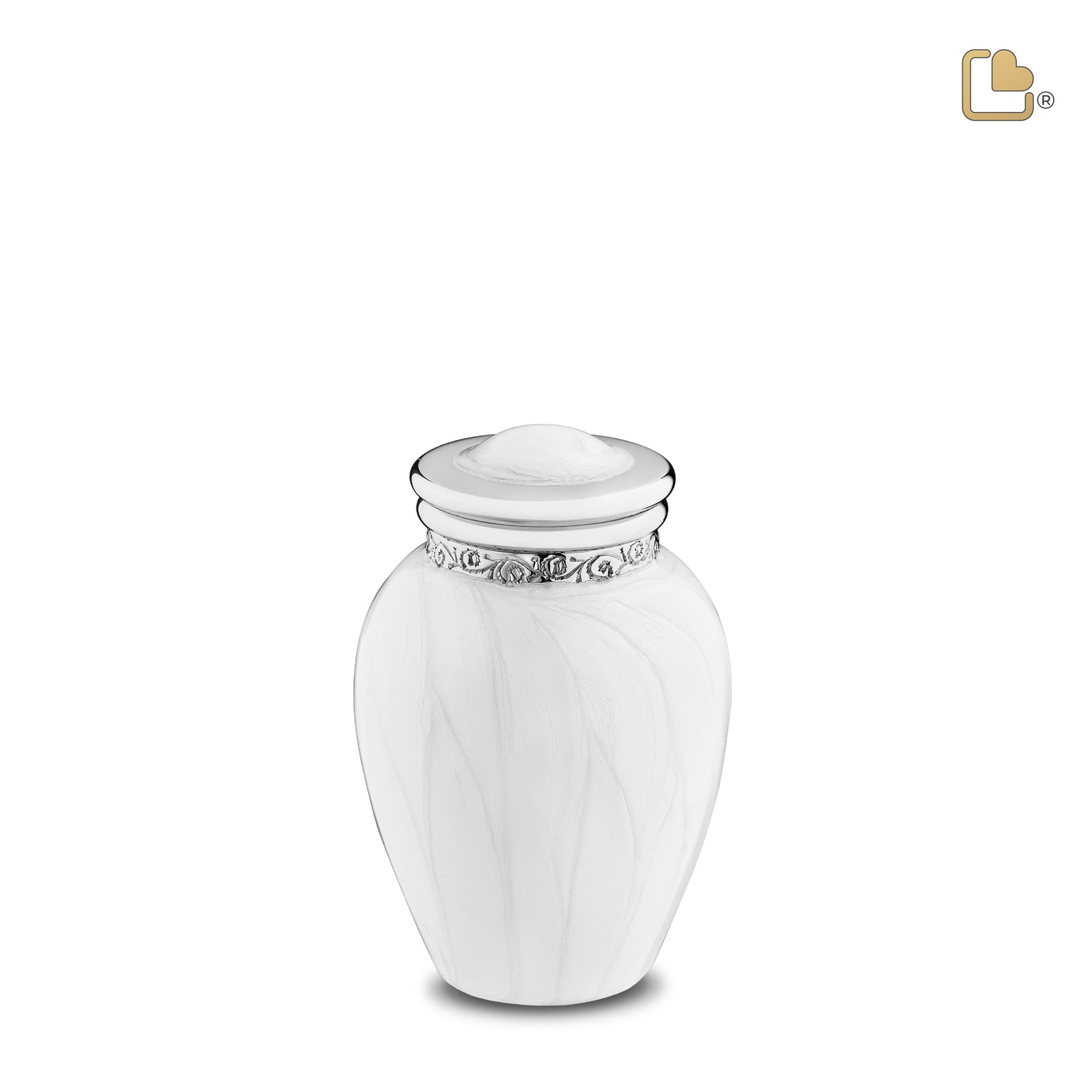 K297 Blessing Keepsake Urn Pearl White & Pol Silver