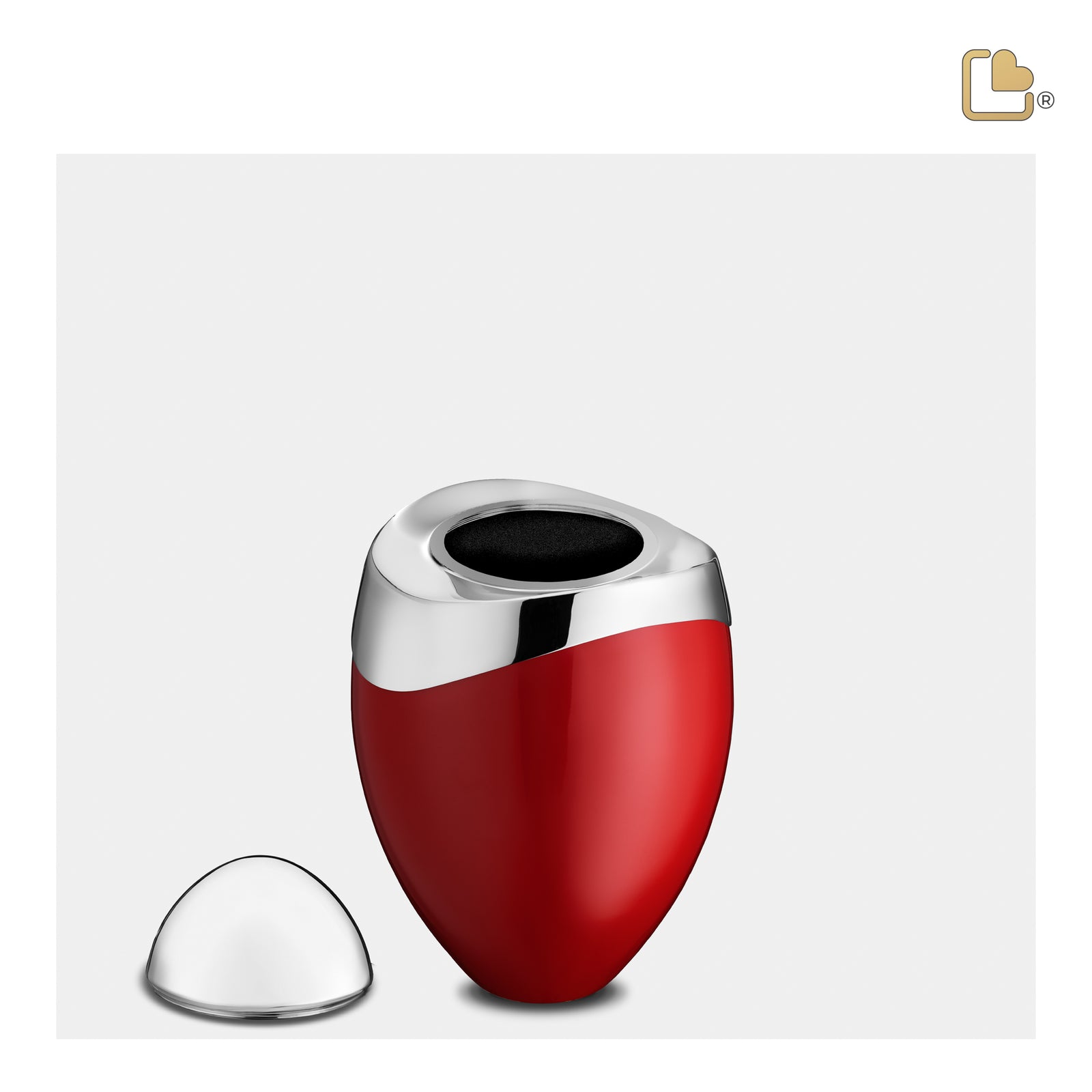 K363 Amore Keepsake Urn Red & Pol Silver