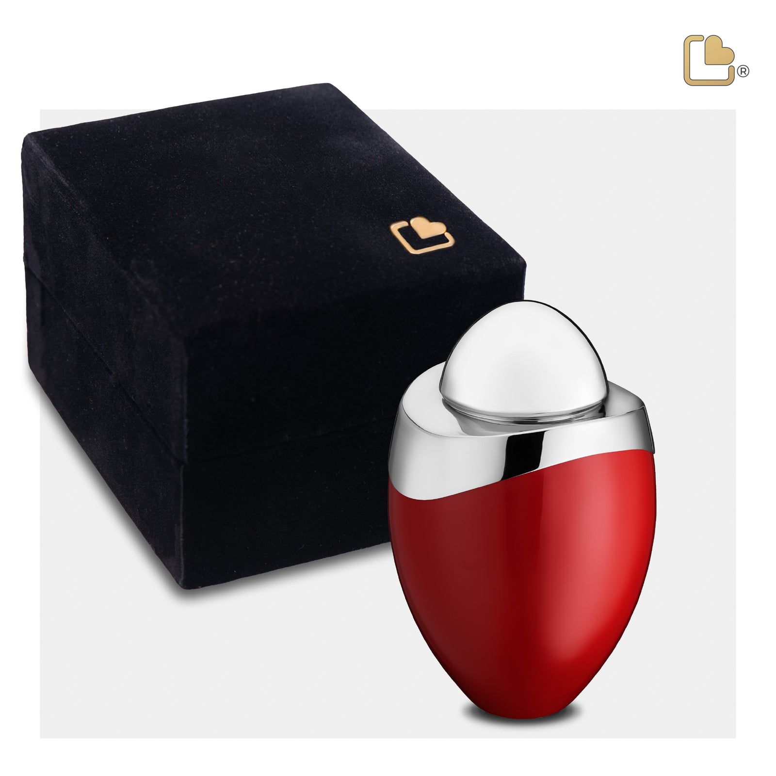 K363 Amore Keepsake Urn Red & Pol Silver
