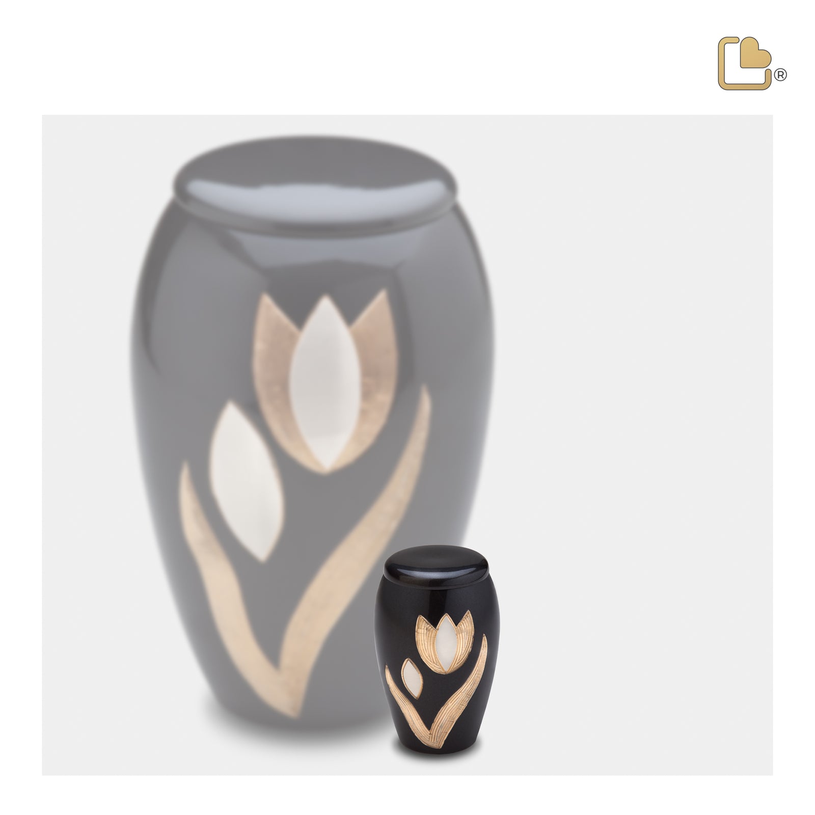 K502 Majestic Tulip Keepsake Urn Midnight & Bru Pewter