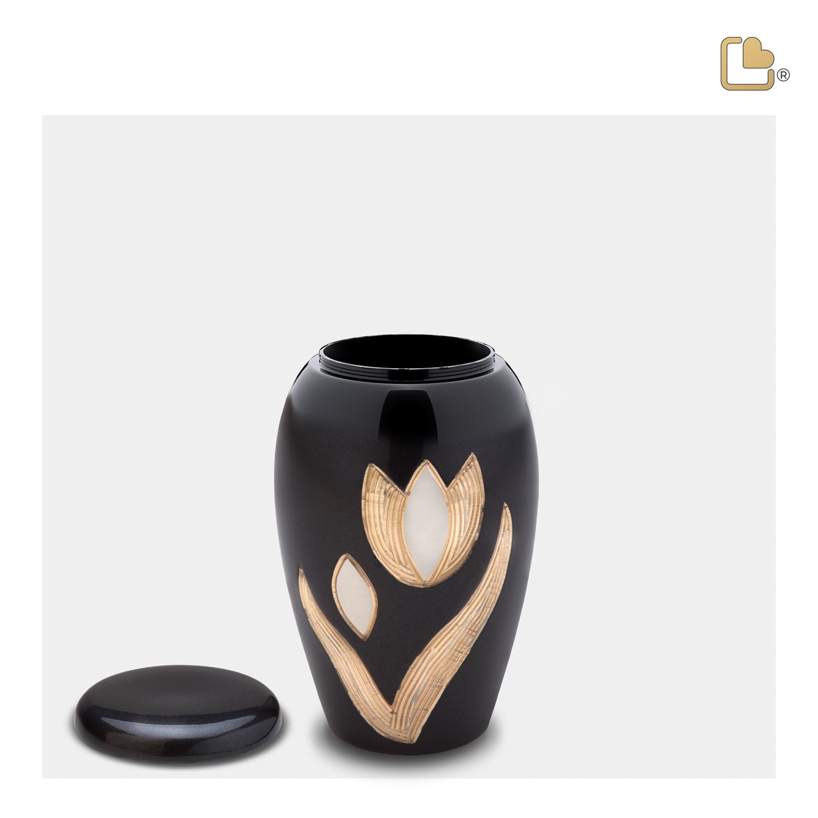 K502 Majestic Tulip Keepsake Urn Midnight & Bru Pewter