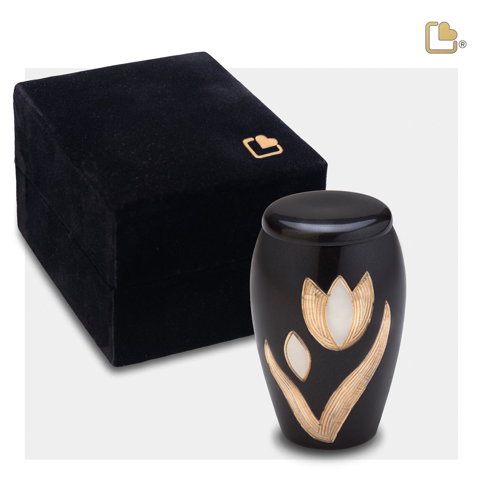 K502 Majestic Tulip Keepsake Urn Midnight & Bru Pewter