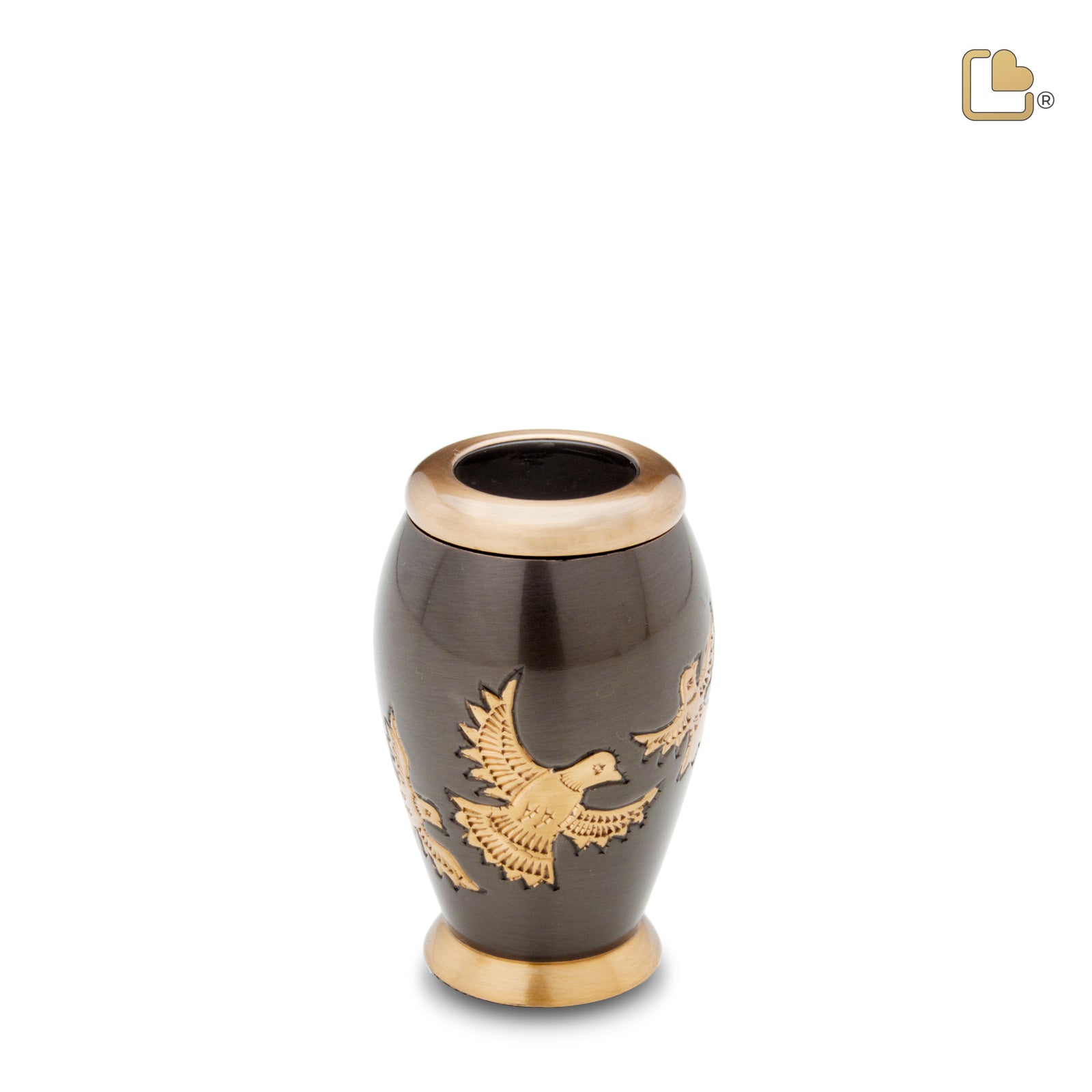 K506 Majestic Flying Dove Keepsake Urn Midnight & Bru Gold