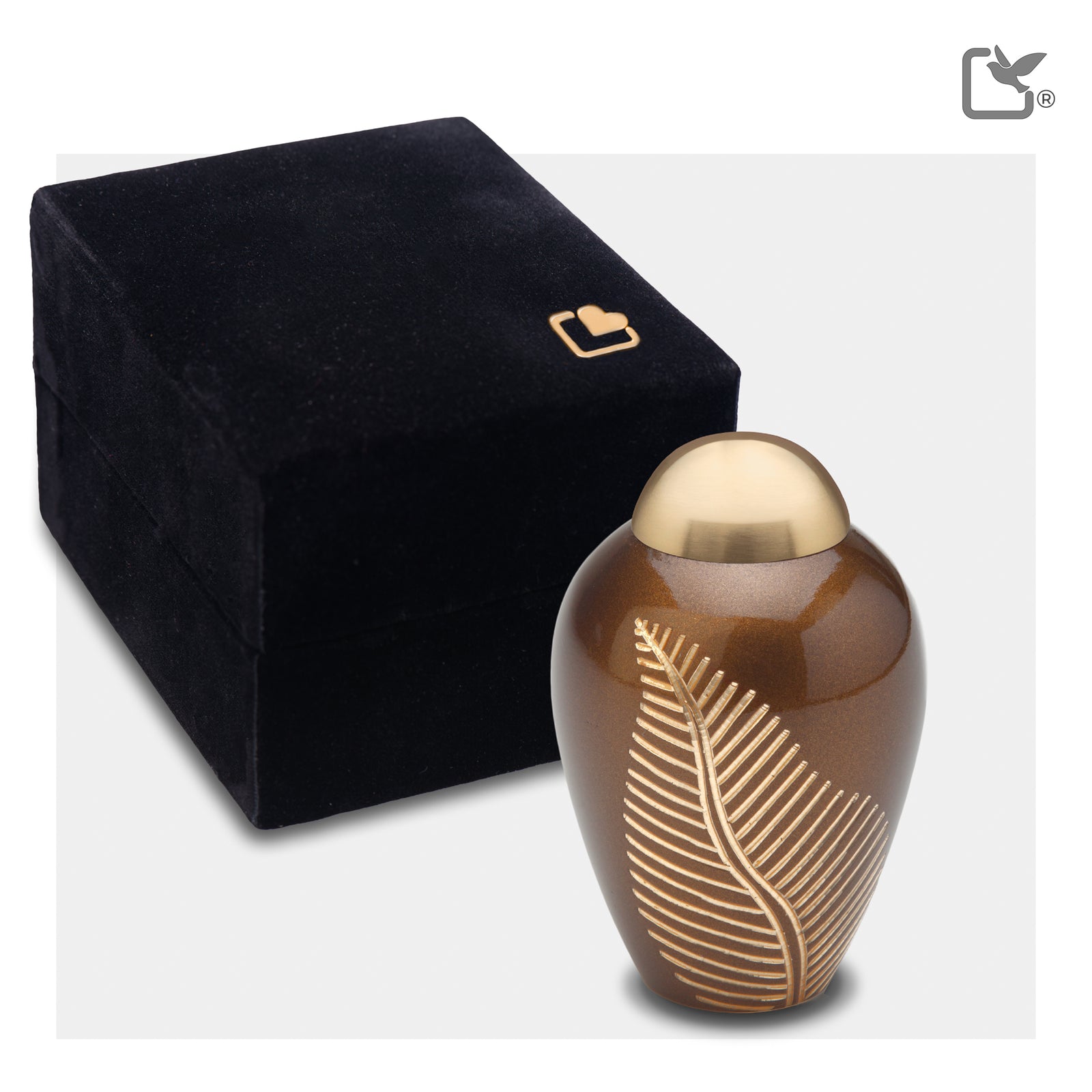 K541 Elegant Leaf Keepsake Urn Bronze & Bru Gold