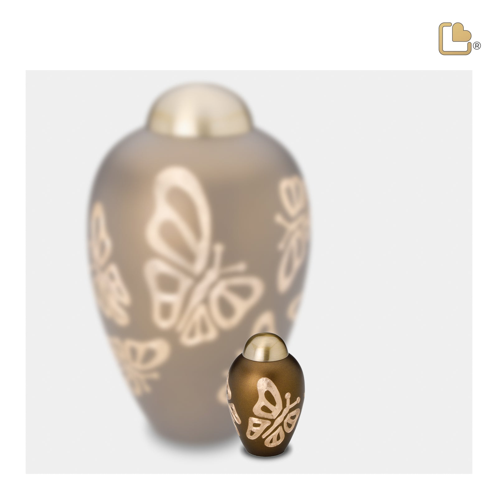 K543 Elegant Butterfly Keepsake Urn Bronze & Bru Gold