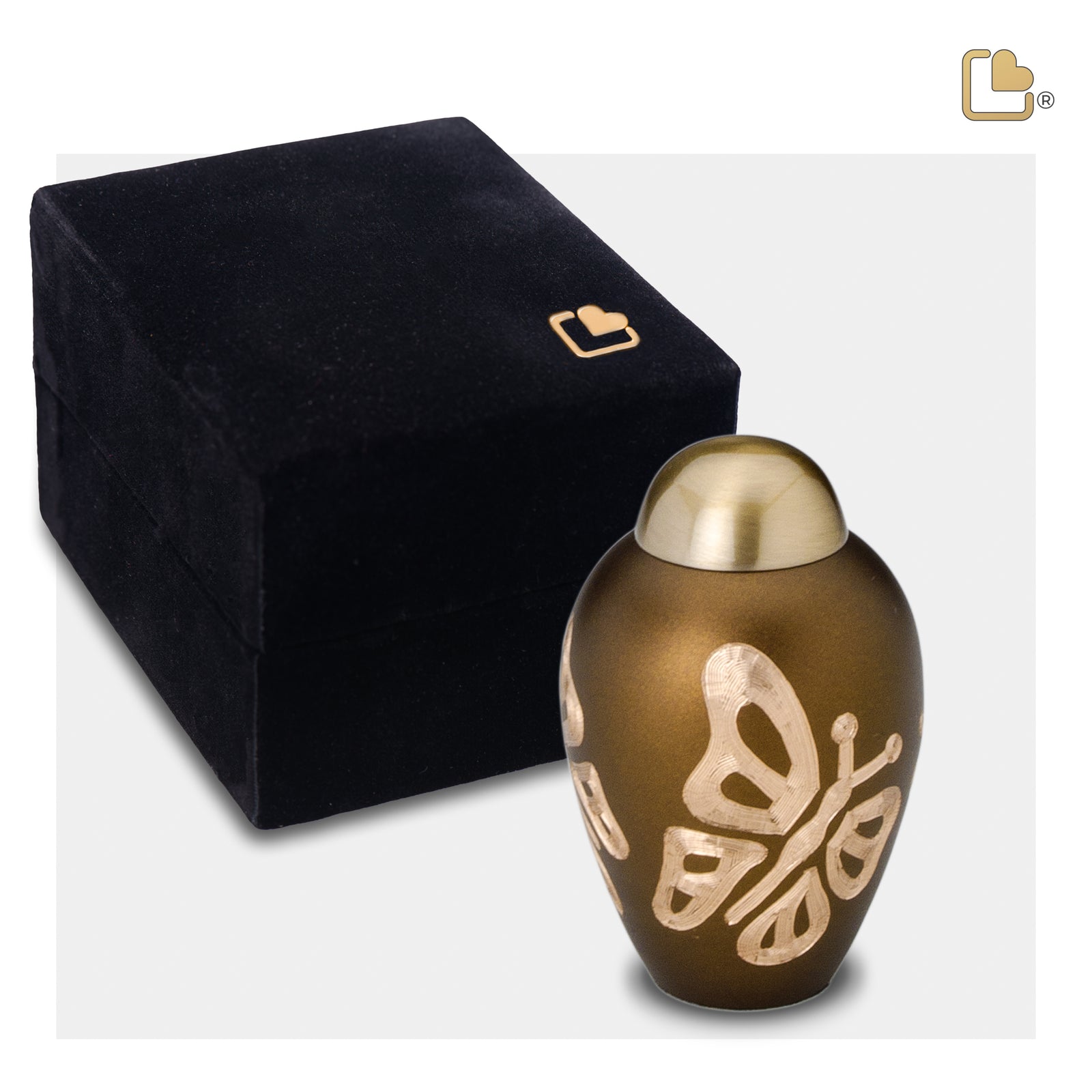 K543 Elegant Butterfly Keepsake Urn Bronze & Bru Gold