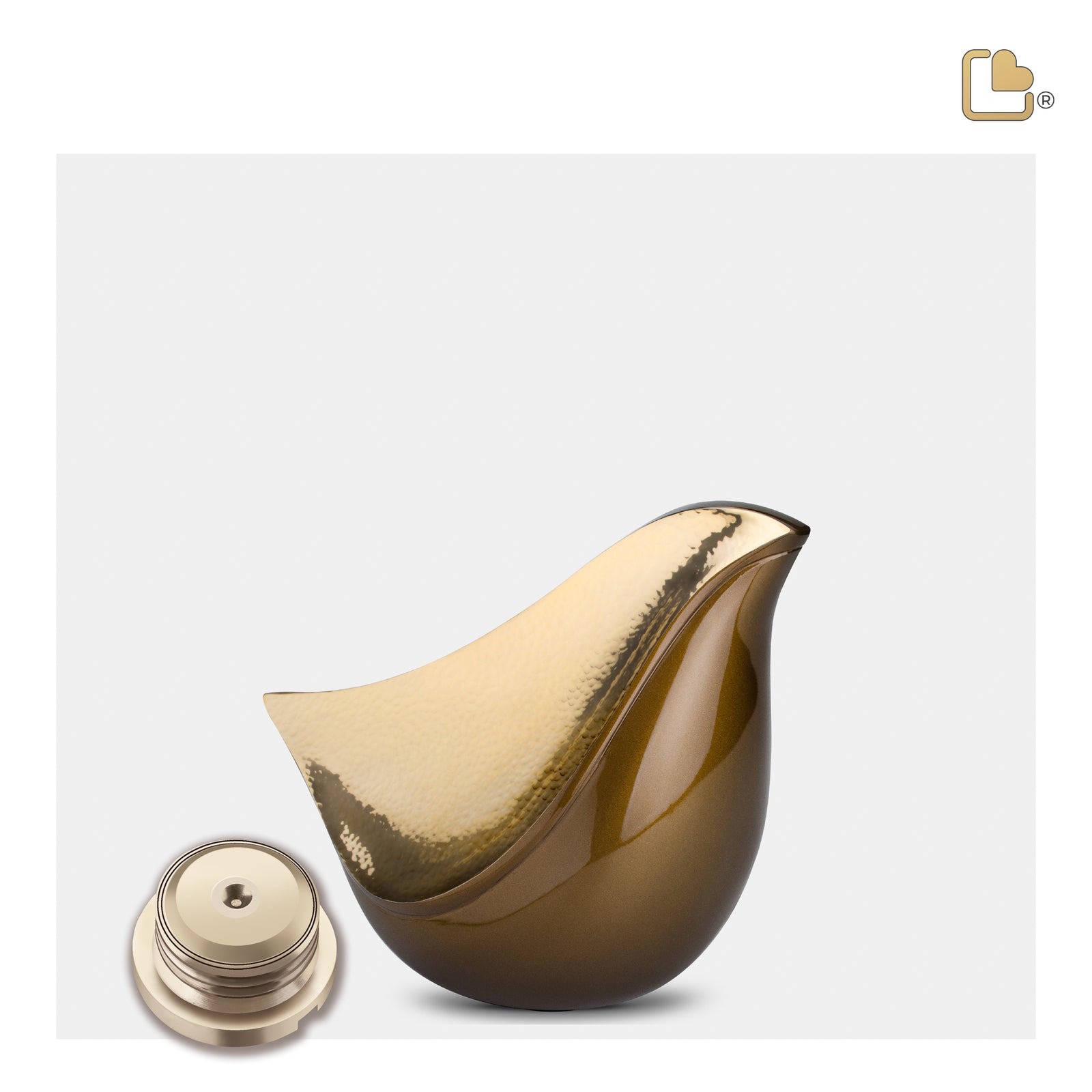 K551 LoveBird Keepsake Urn Bronze & Hmd Gold