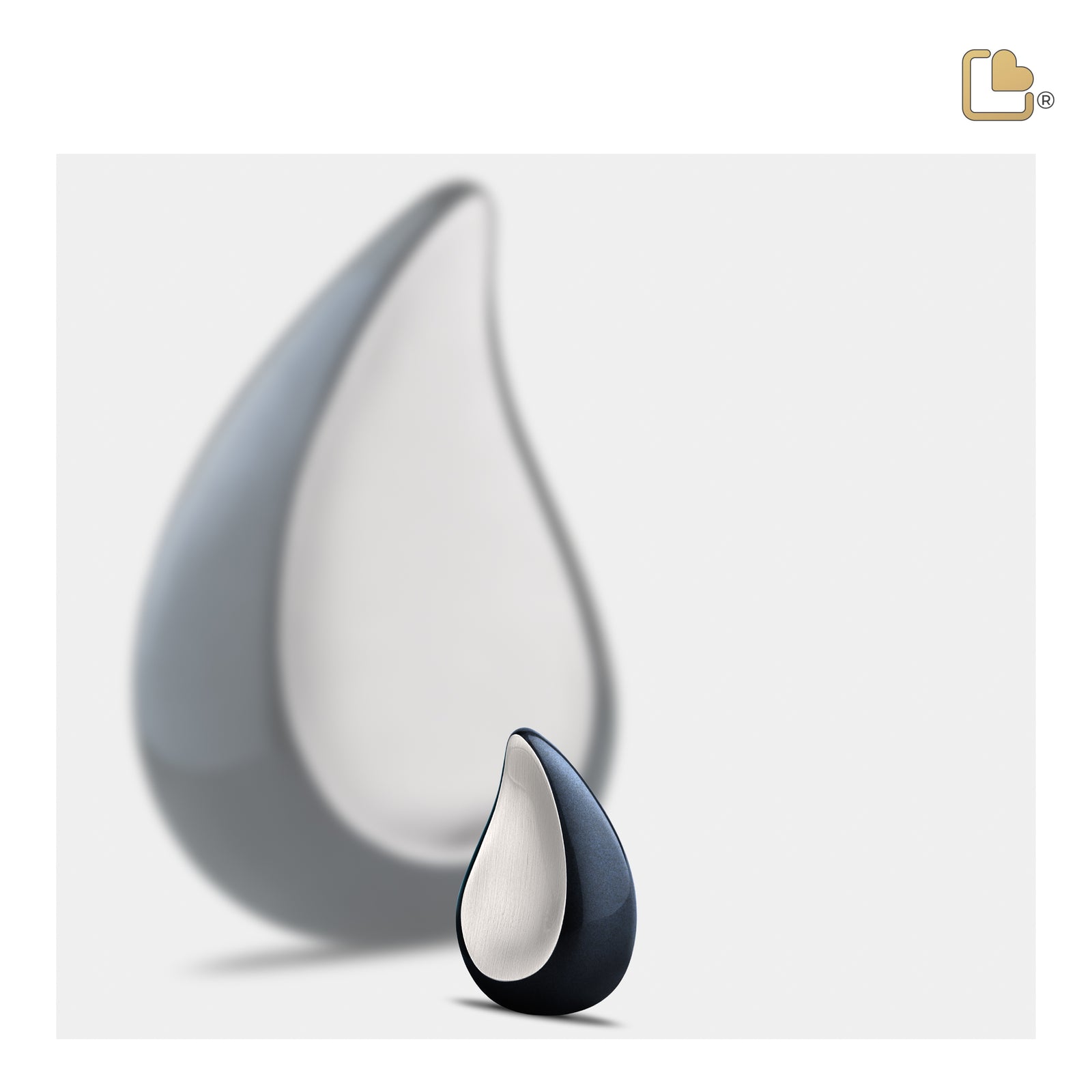 K580 TearDrop Keepsake Urn Midnight & Bru Pewter