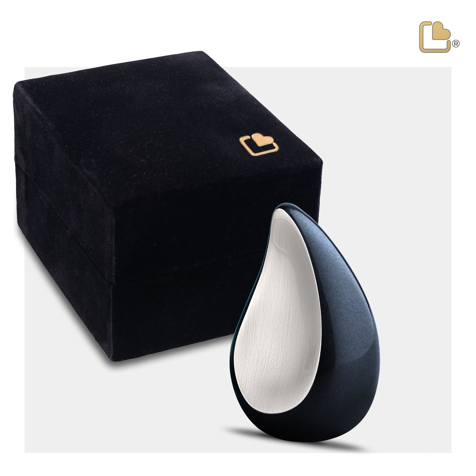 K580 TearDrop Keepsake Urn Midnight & Bru Pewter