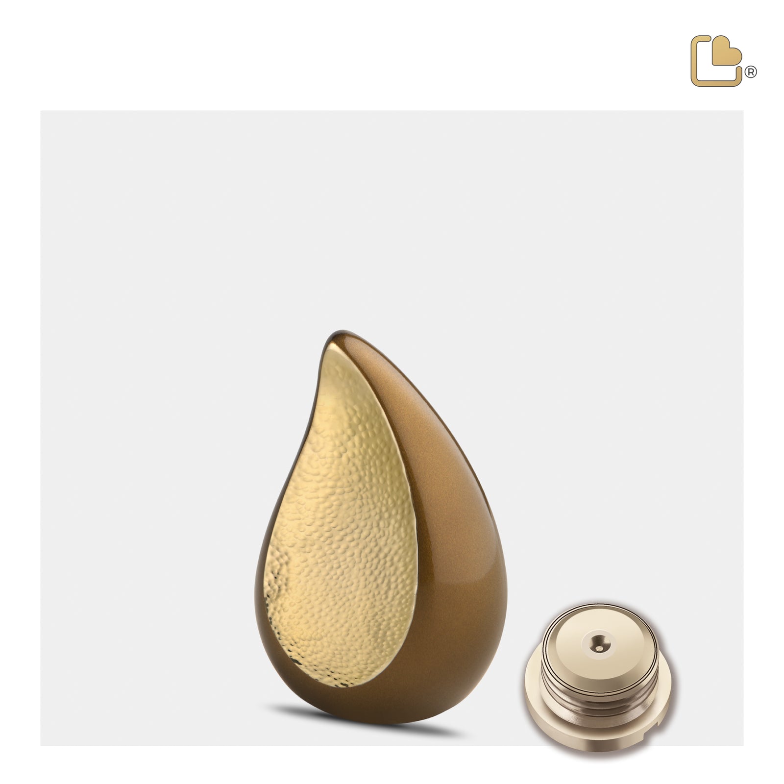 K581 TearDrop Keepsake Urn Bronze & Hmd Gold