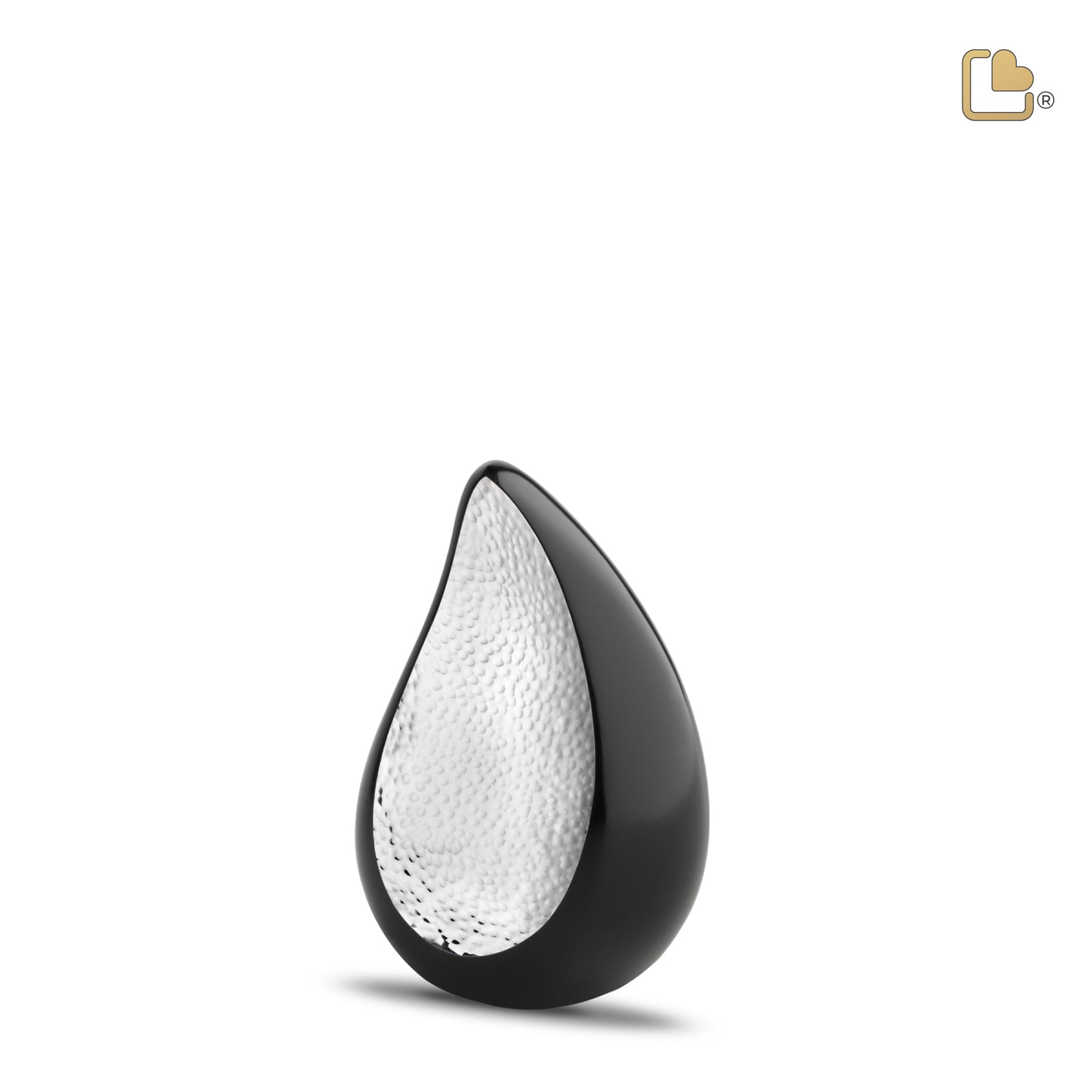 K582 TearDrop Keepsake Urn Black & Hmd Silver