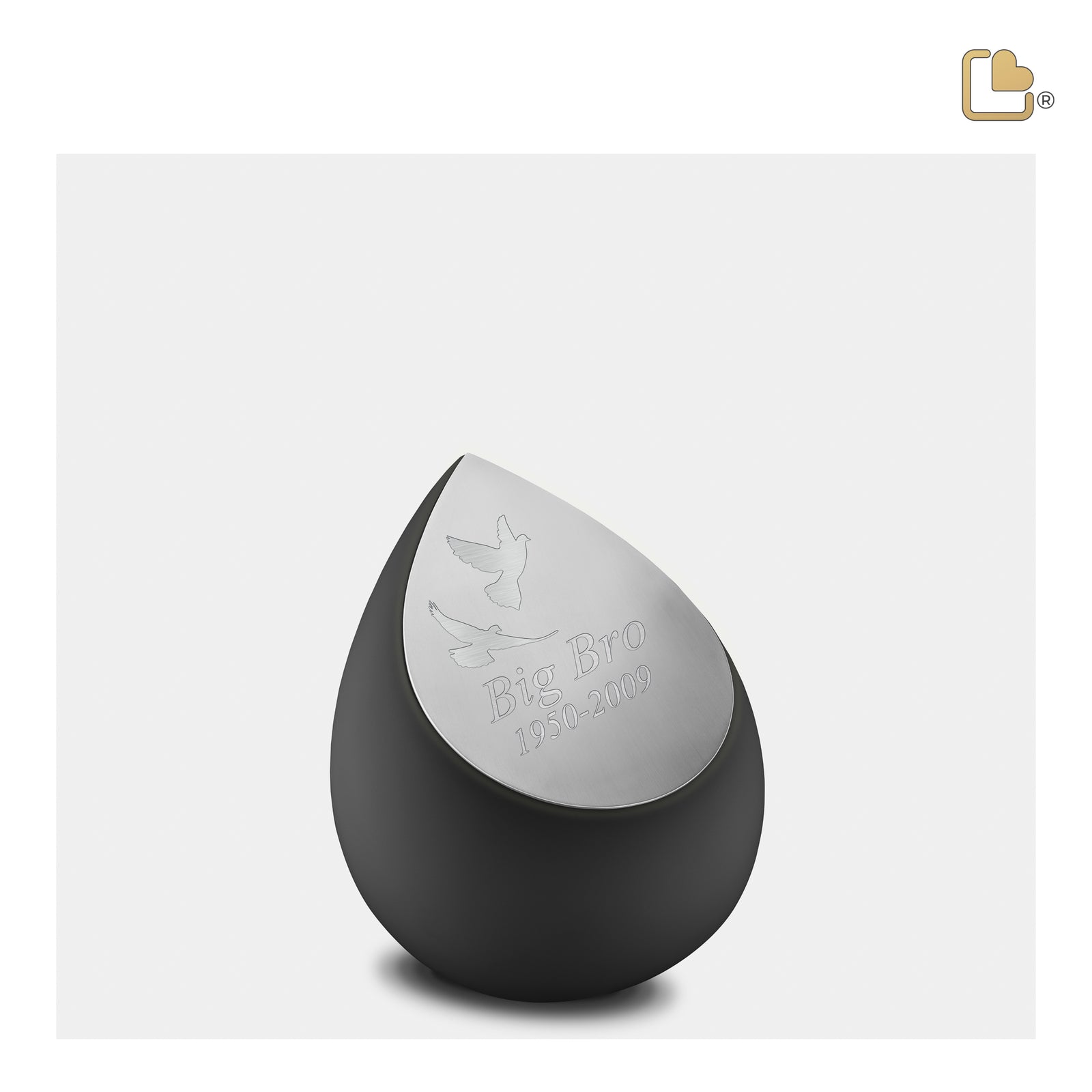 K583 Drop Keepsake Urn Black & Bru Pewter
