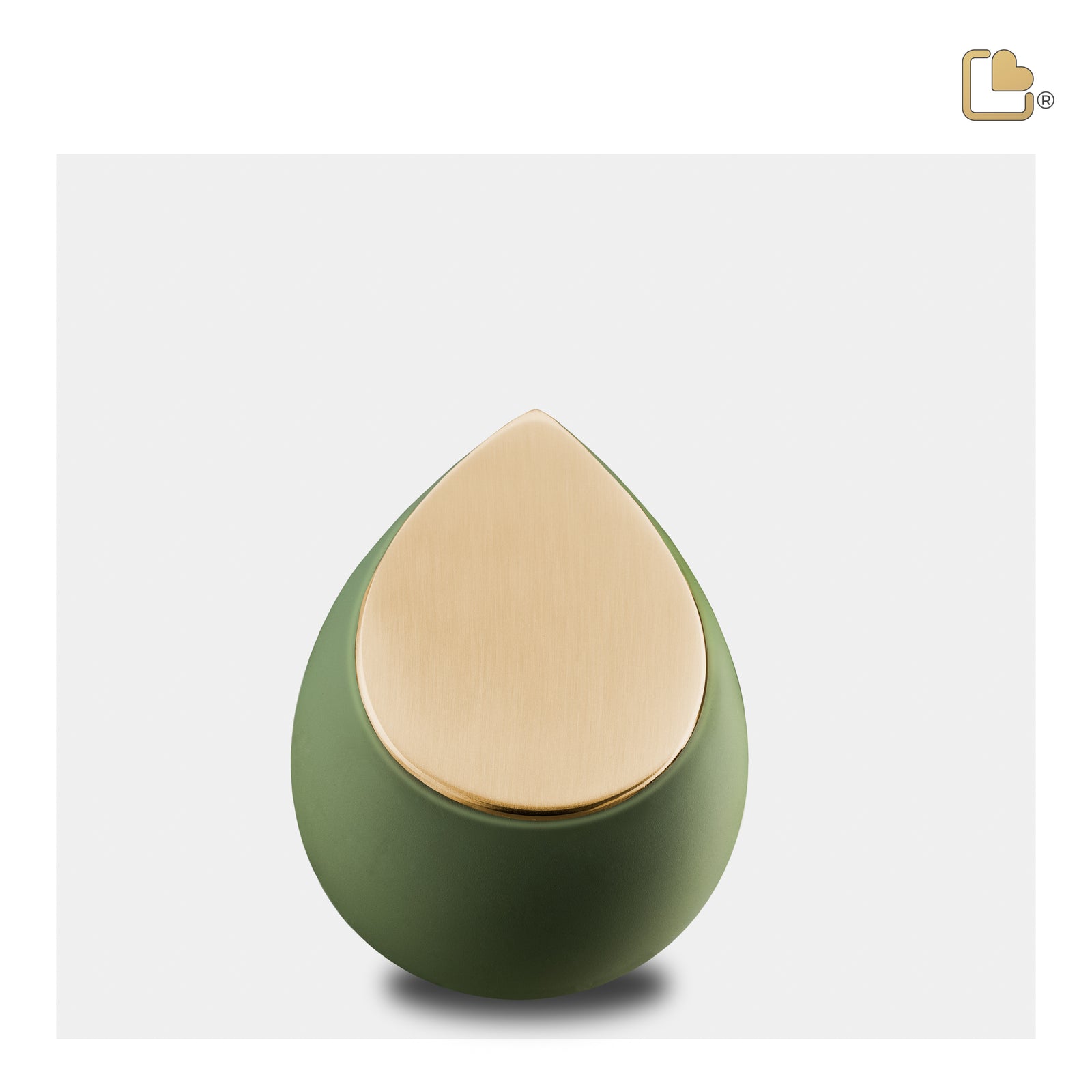 K585 Drop Keepsake Urn Sage Green & Bru Gold