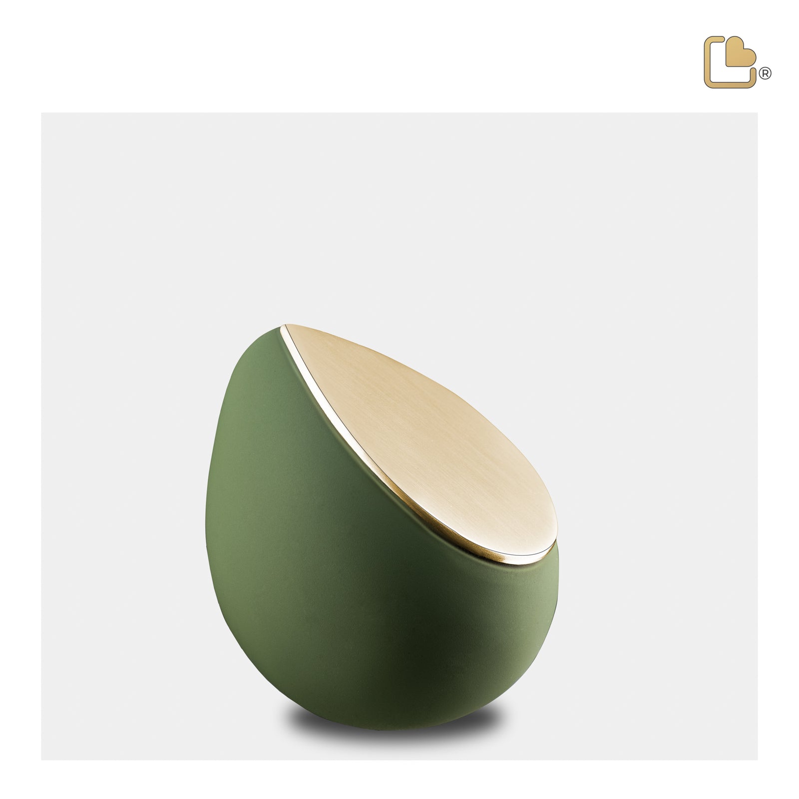 K585 Drop Keepsake Urn Sage Green & Bru Gold