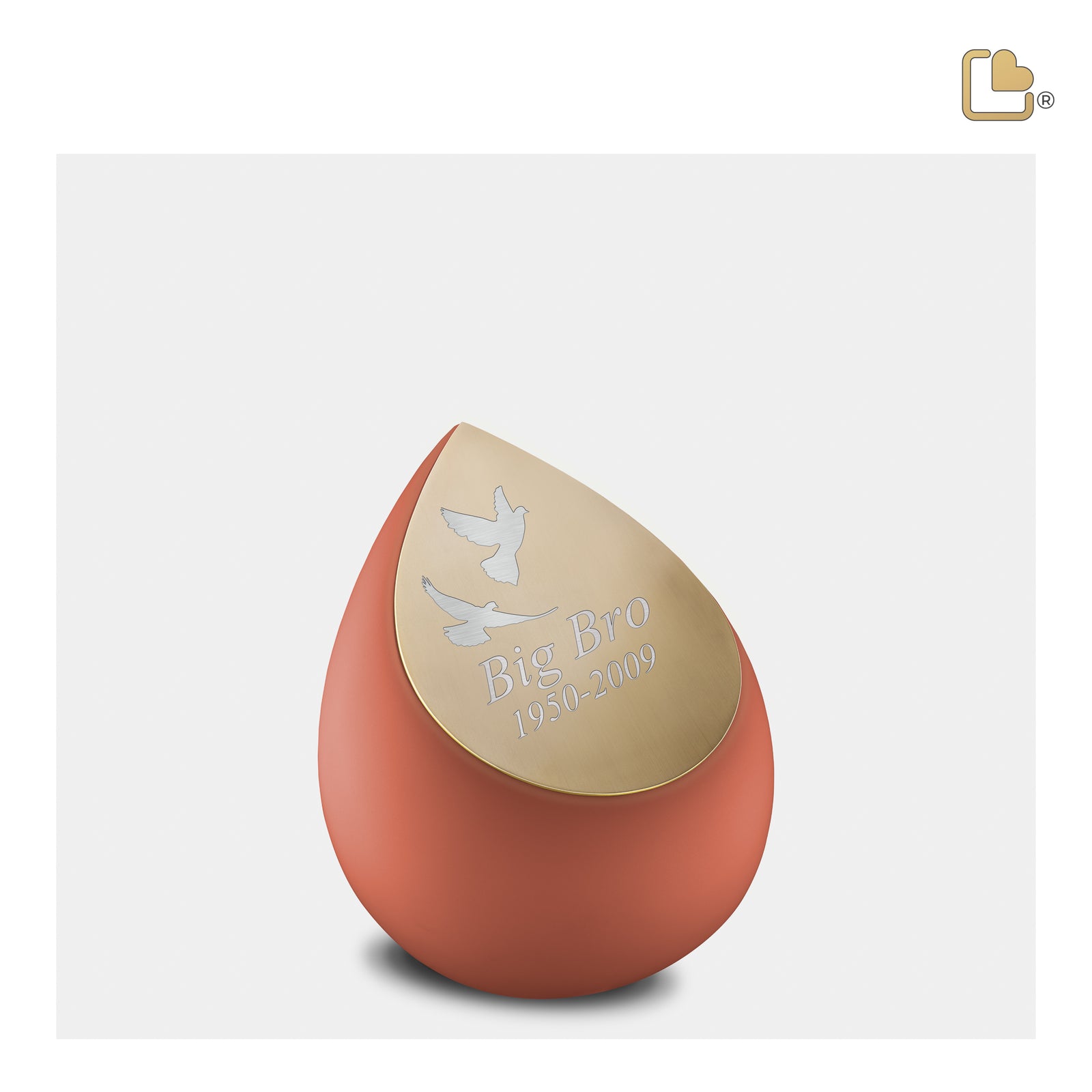 K587 Drop Keepsake Urn Terracotta & Bru Gold