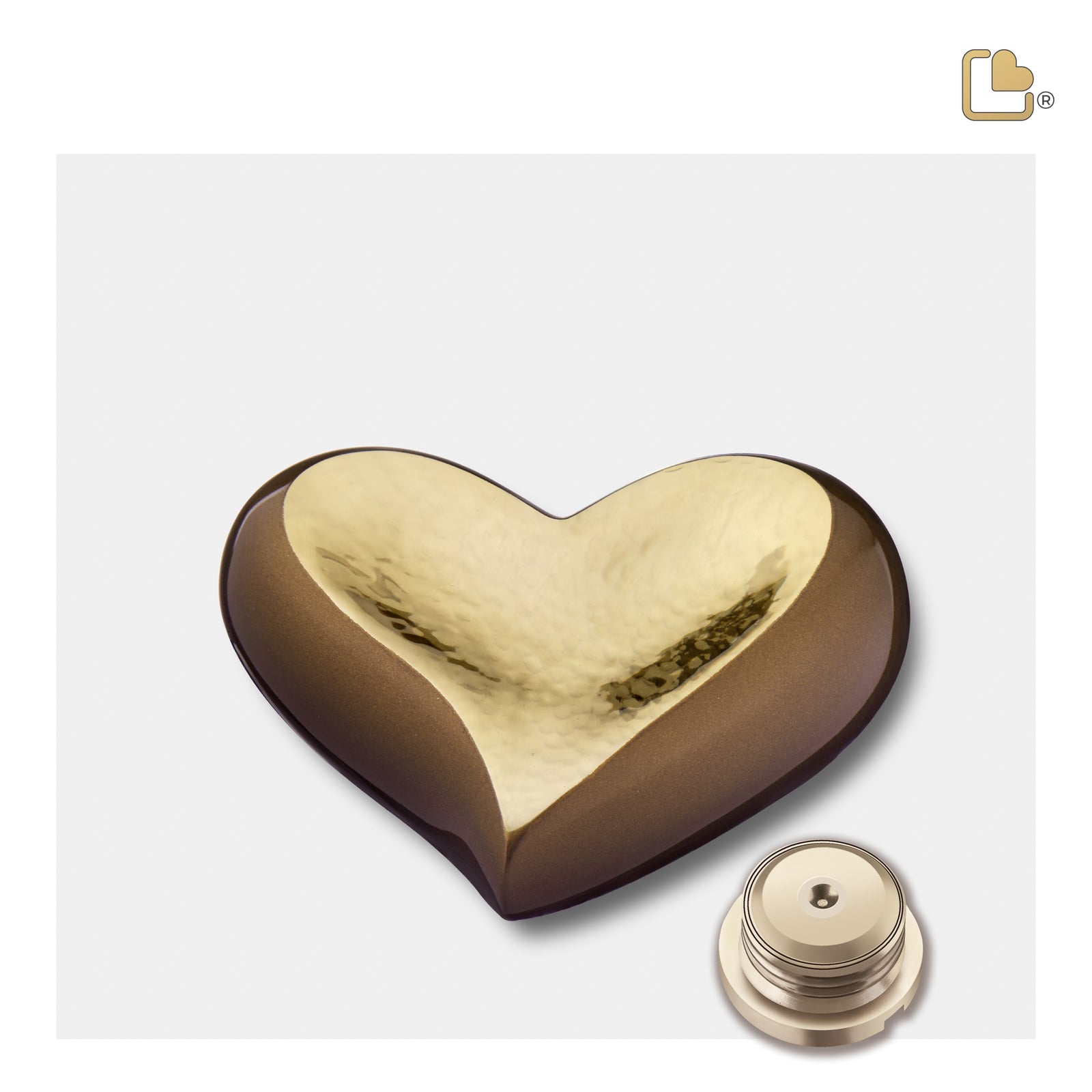 K610 Heart Keepsake Urn Bronze & Hmd Gold