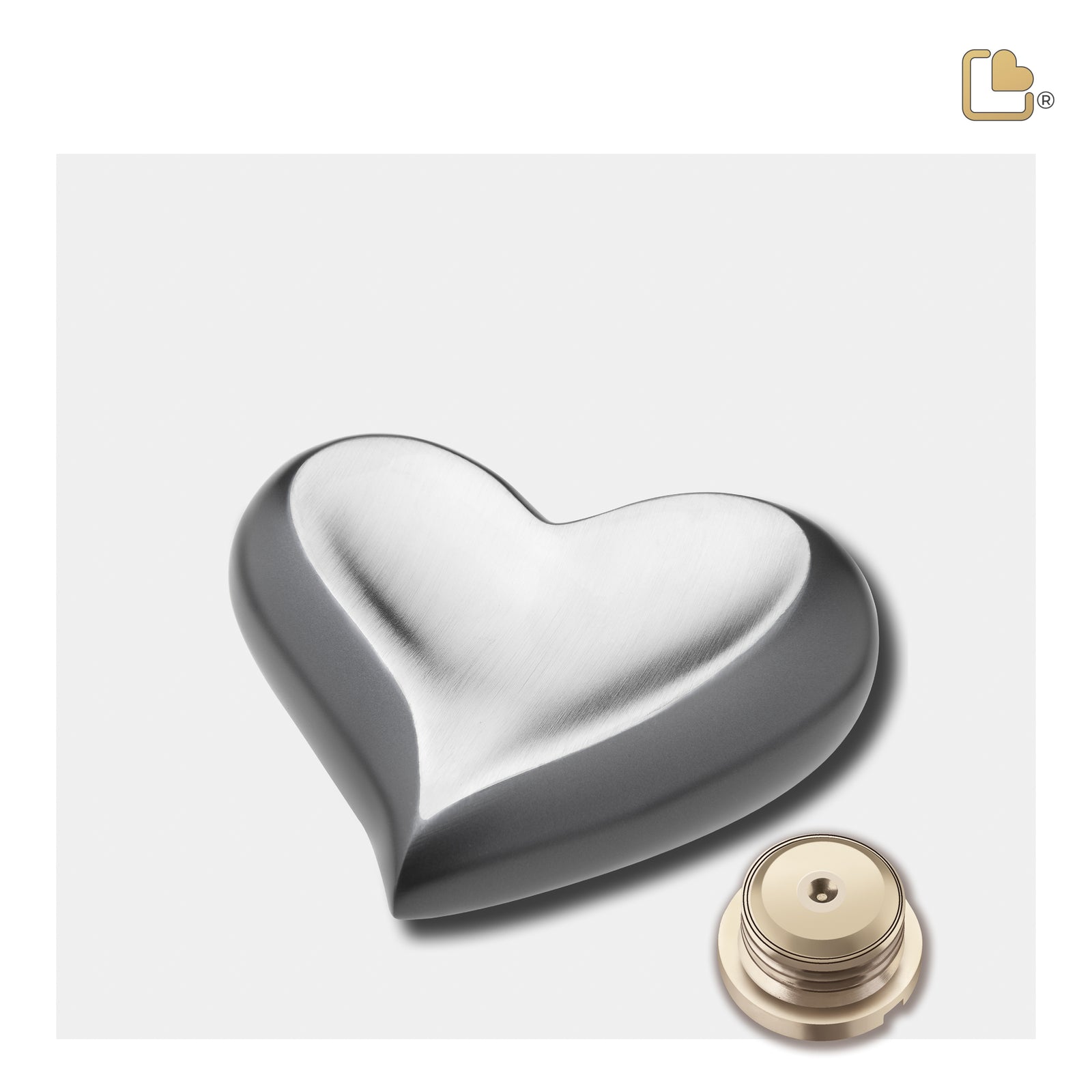 K612 Heart Keepsake Urn Slate & Bru Pewter