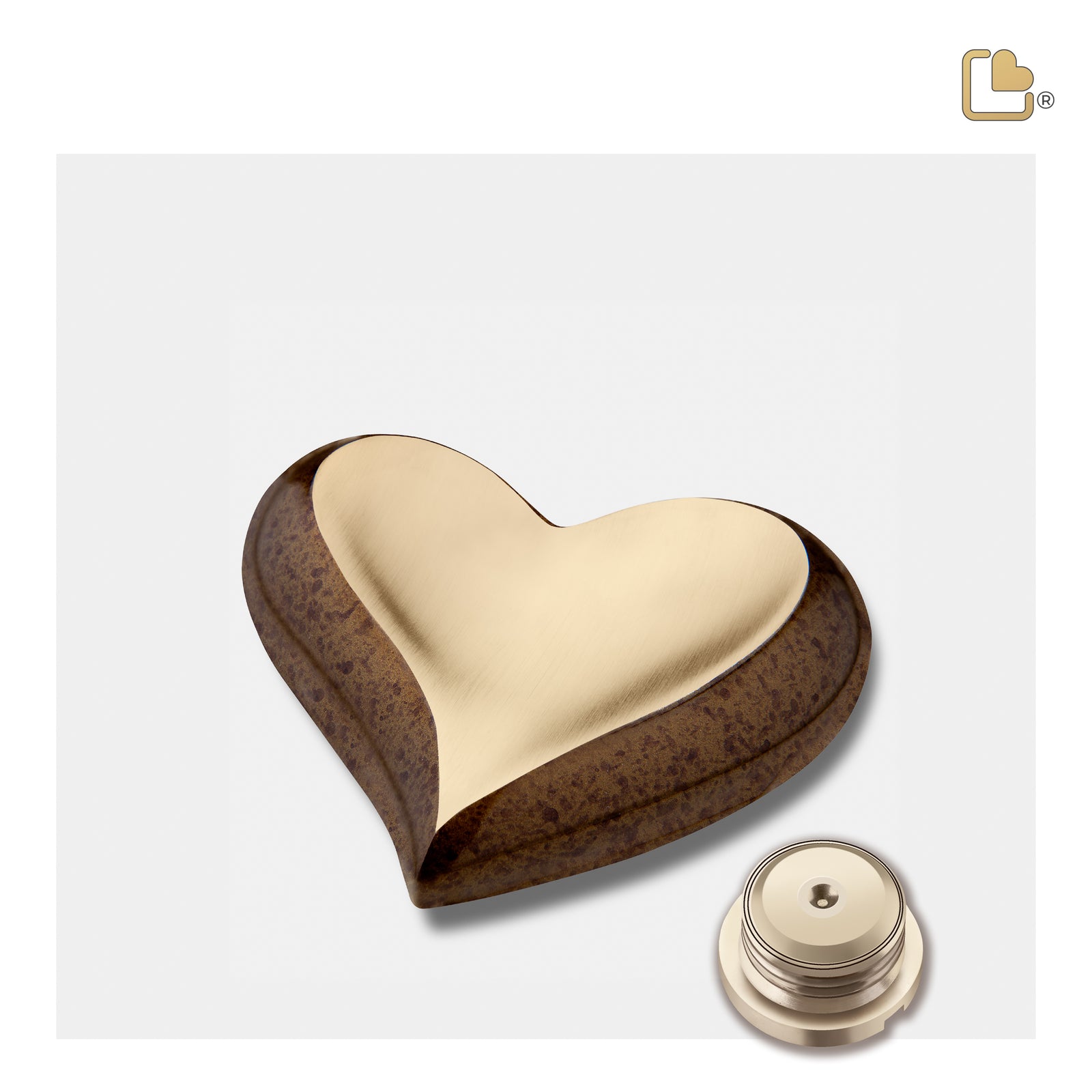 K615 Heart Keepsake Urn Speckled Auburn & Bru Gold