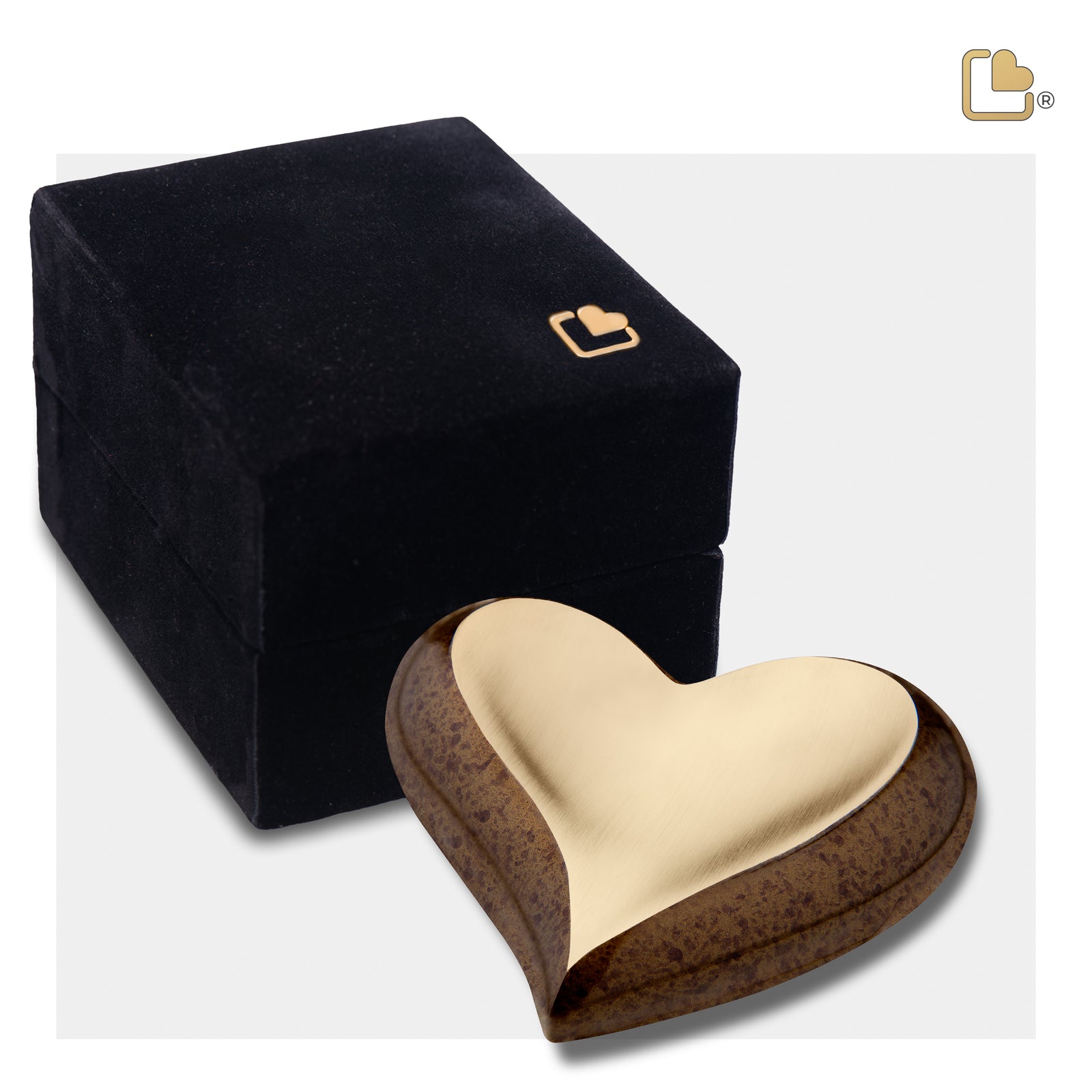 K615 Heart Keepsake Urn Speckled Auburn & Bru Gold